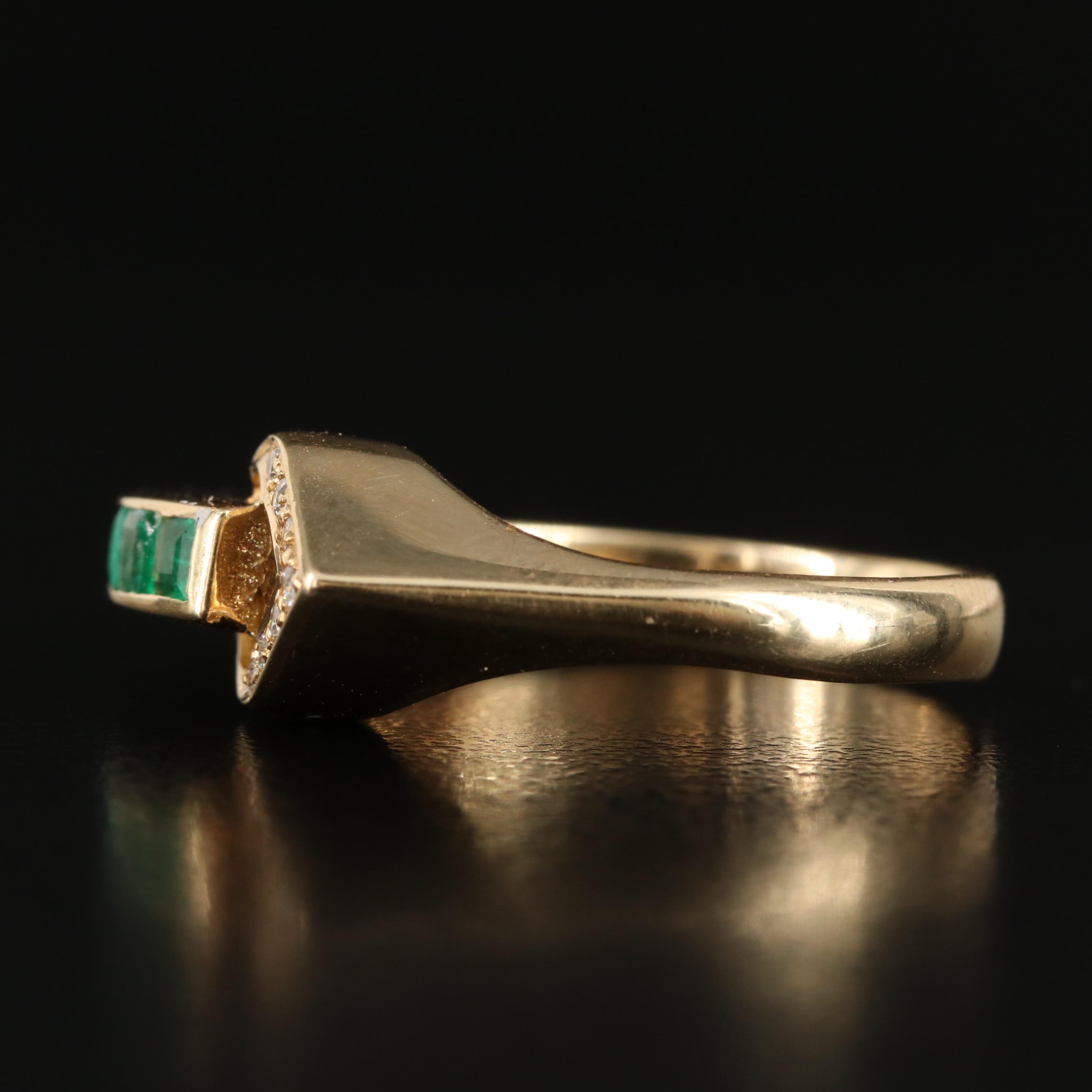 14K Diamond and Emerald Ring