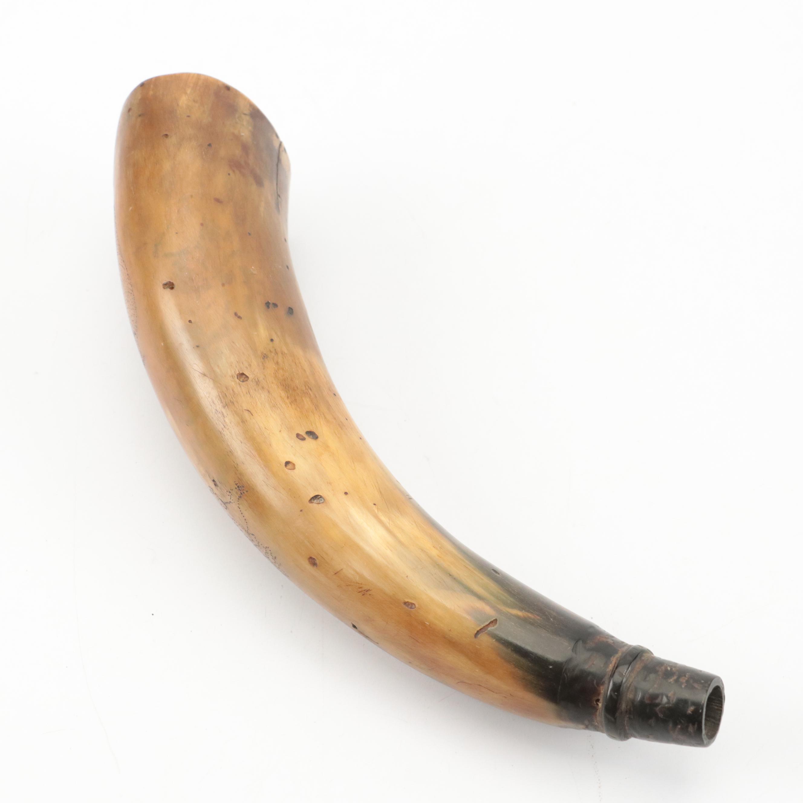Gun Powder Horn with Engraved Design