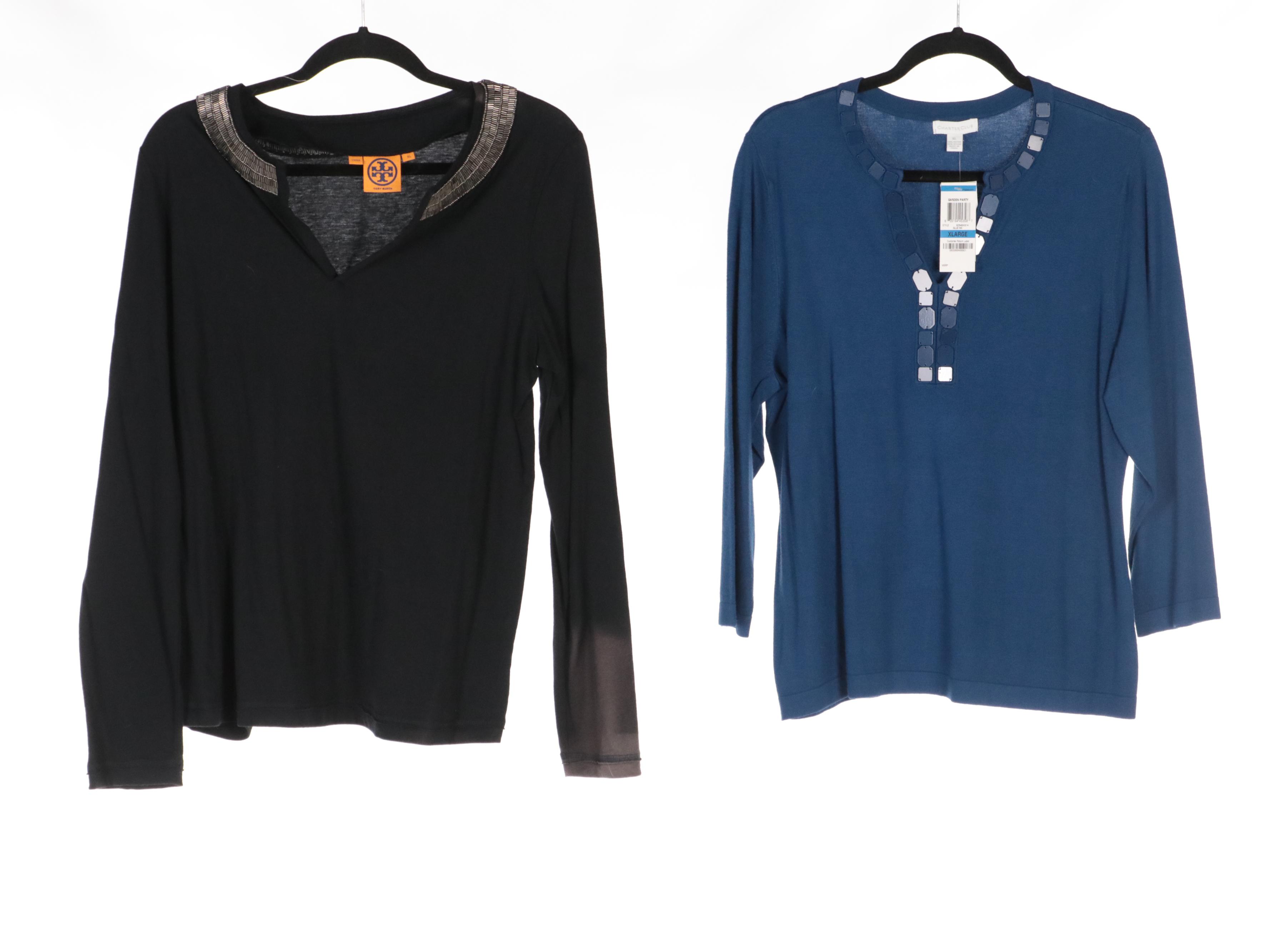 Tory Burch, Charter Club, & More Embellished Long Sleeve Tops, Sweater & Blouse