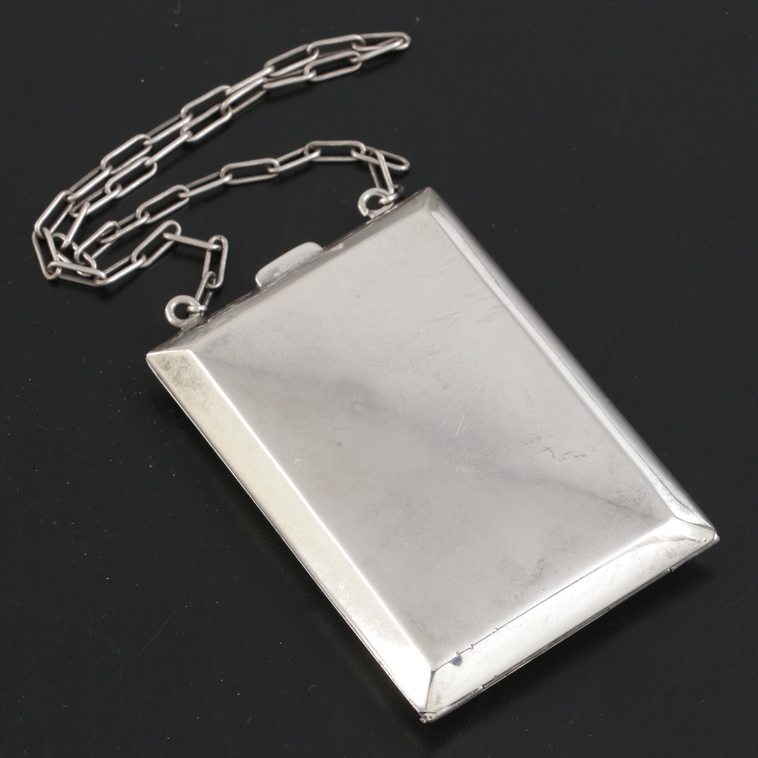 Clarence A. Vanderbilt Sterling Silver Mirrored Coin and Bill Hinged Purse