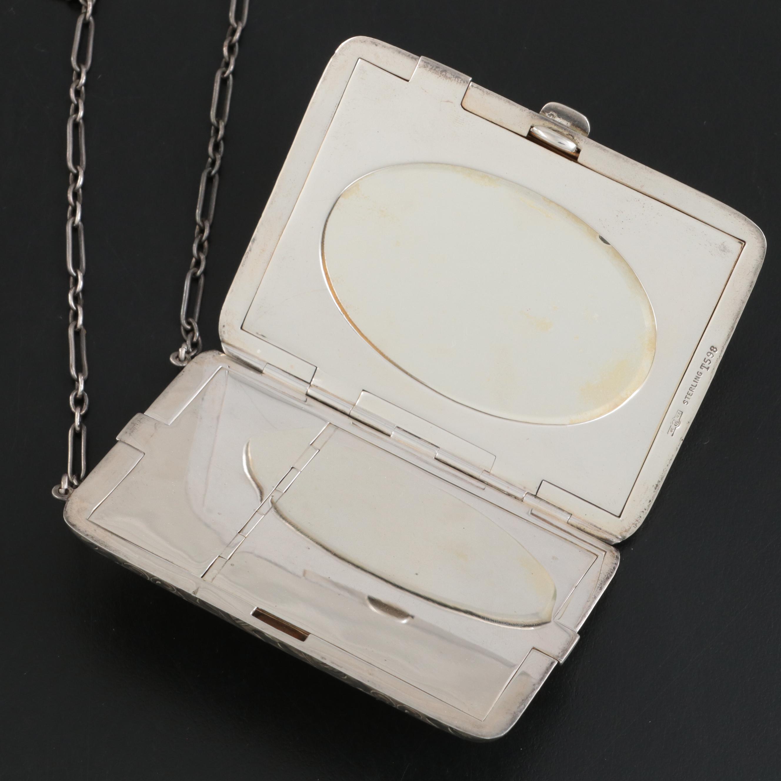 The Thomae Co. Sterling Silver Mirrored Powder Compact, Early to Mid-20th C.