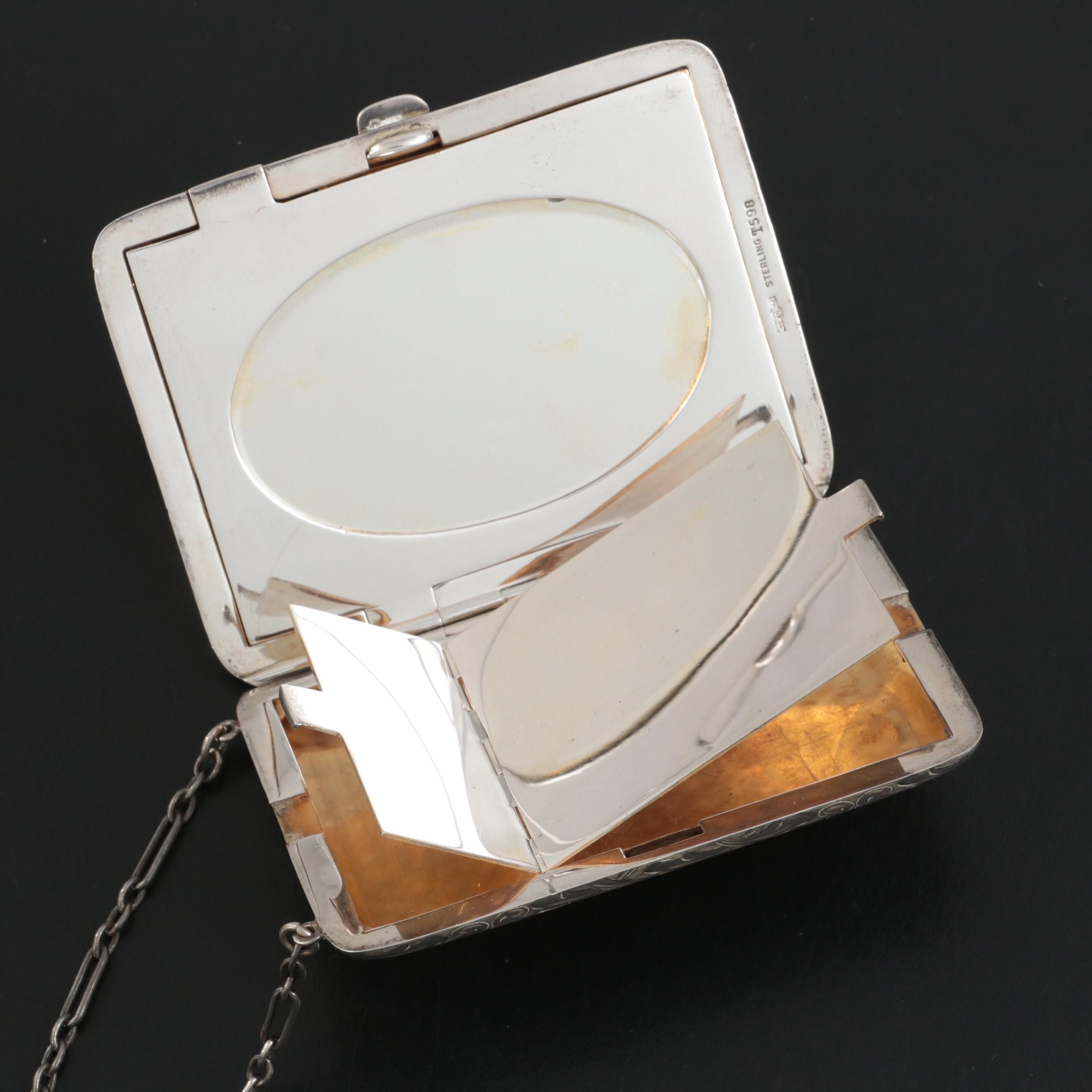 The Thomae Co. Sterling Silver Mirrored Powder Compact, Early to Mid-20th C.