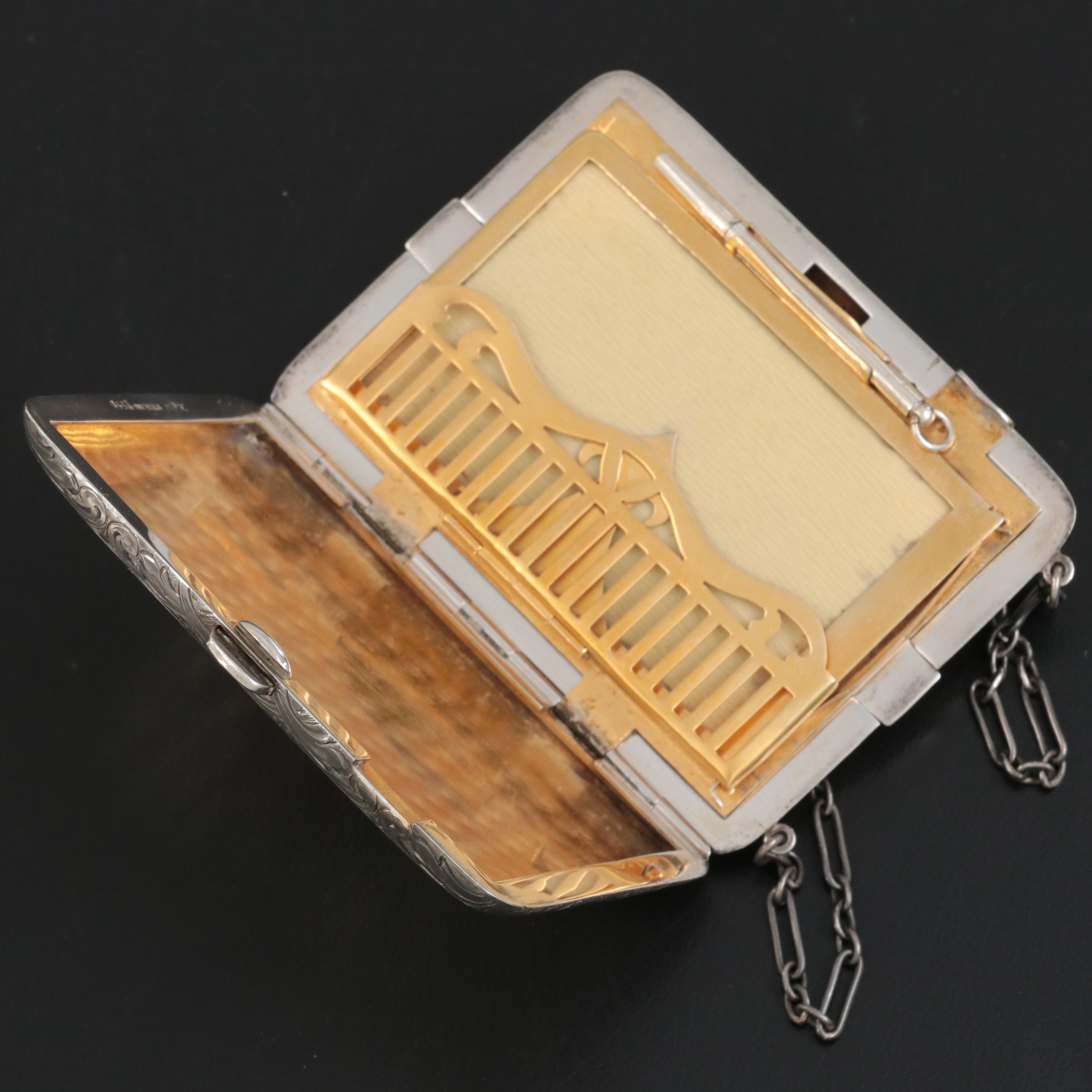 The Thomae Co. Sterling Silver Mirrored Powder Compact, Early to Mid-20th C.