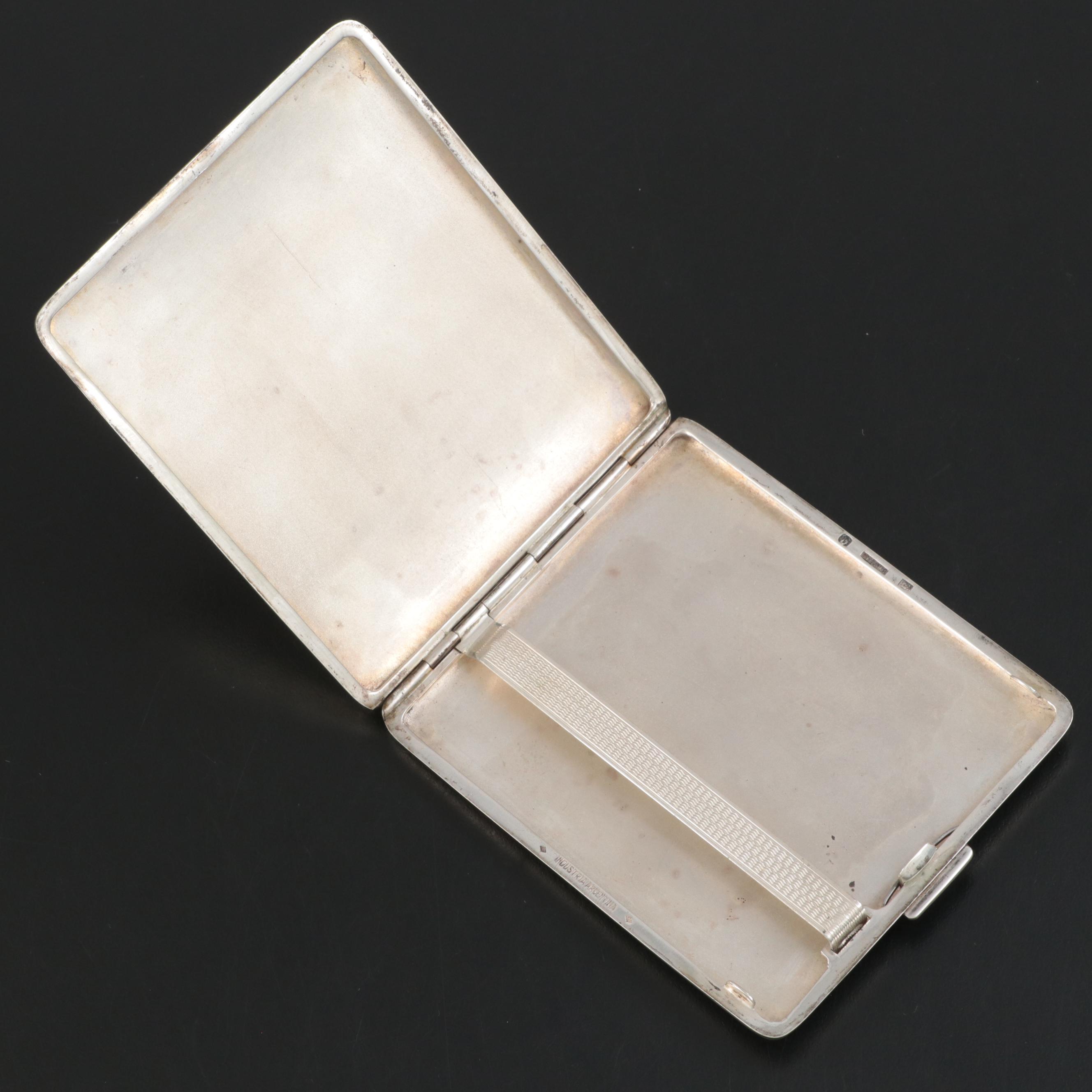 Argentinian Sterling Silver Monogramed Guilloche Cigarette Case