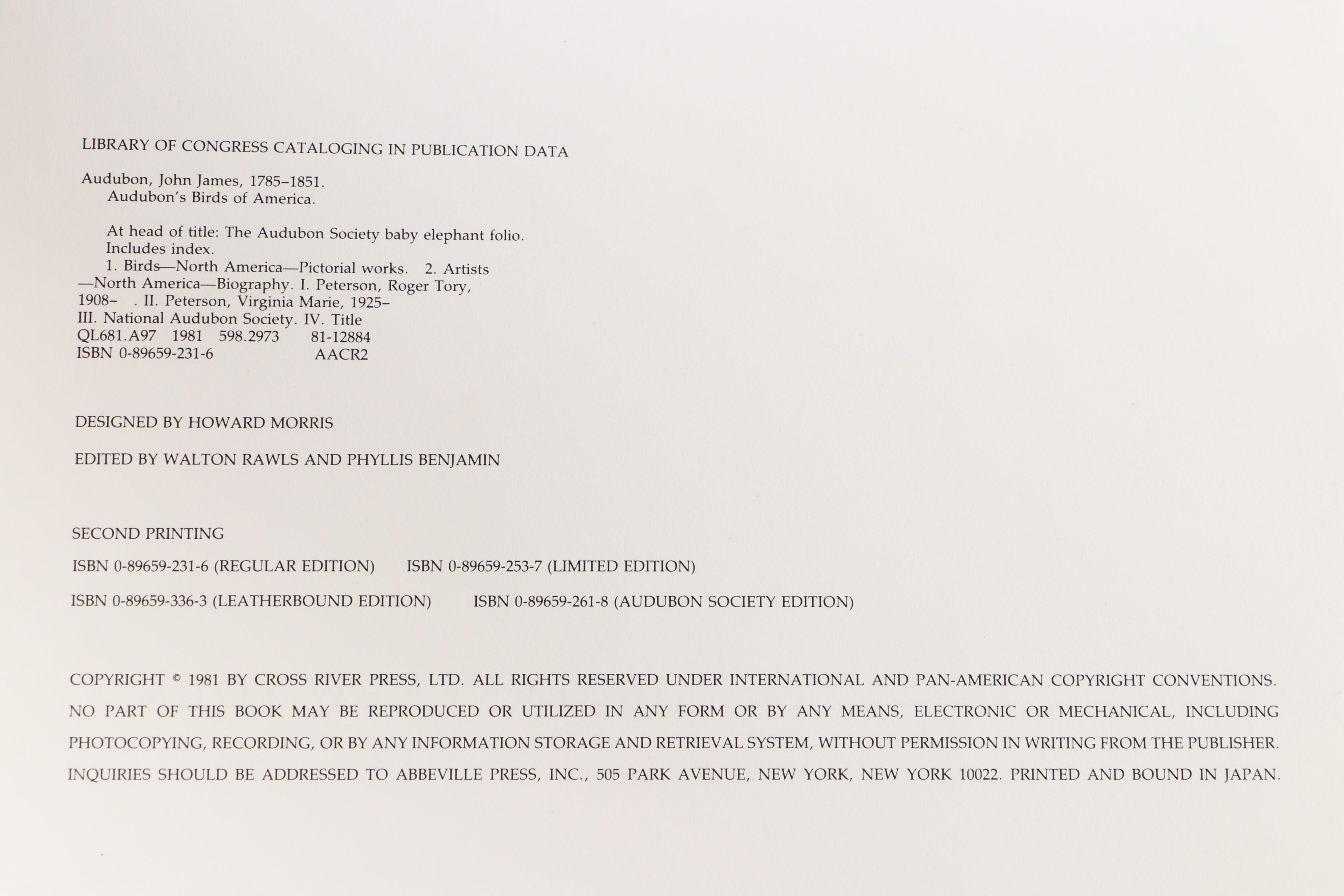 Audubon Society Baby Elephant Folio "Birds of America" by the Petersons, 1986