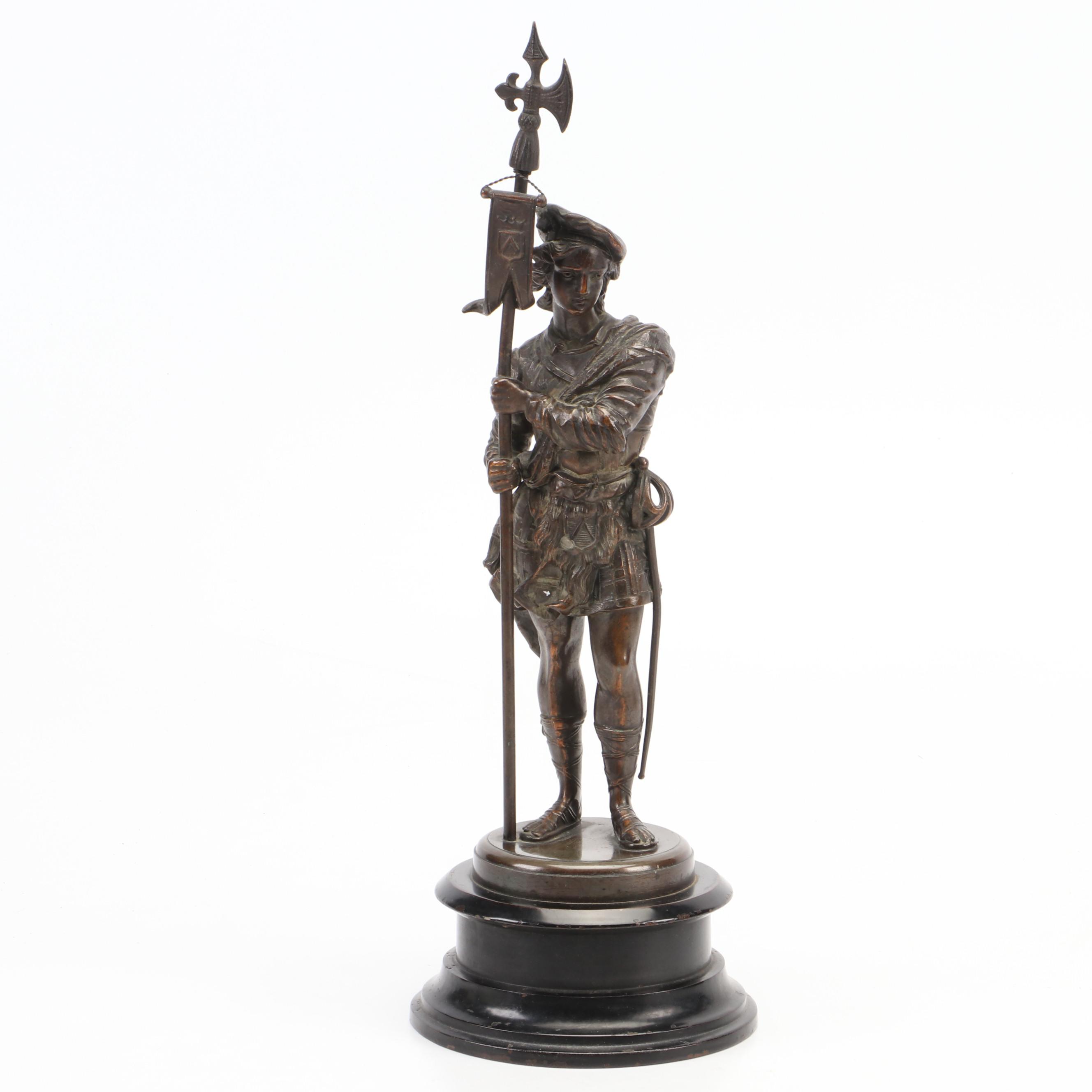 Cast Spelter Renaissance Revival Standard Bearer Figure