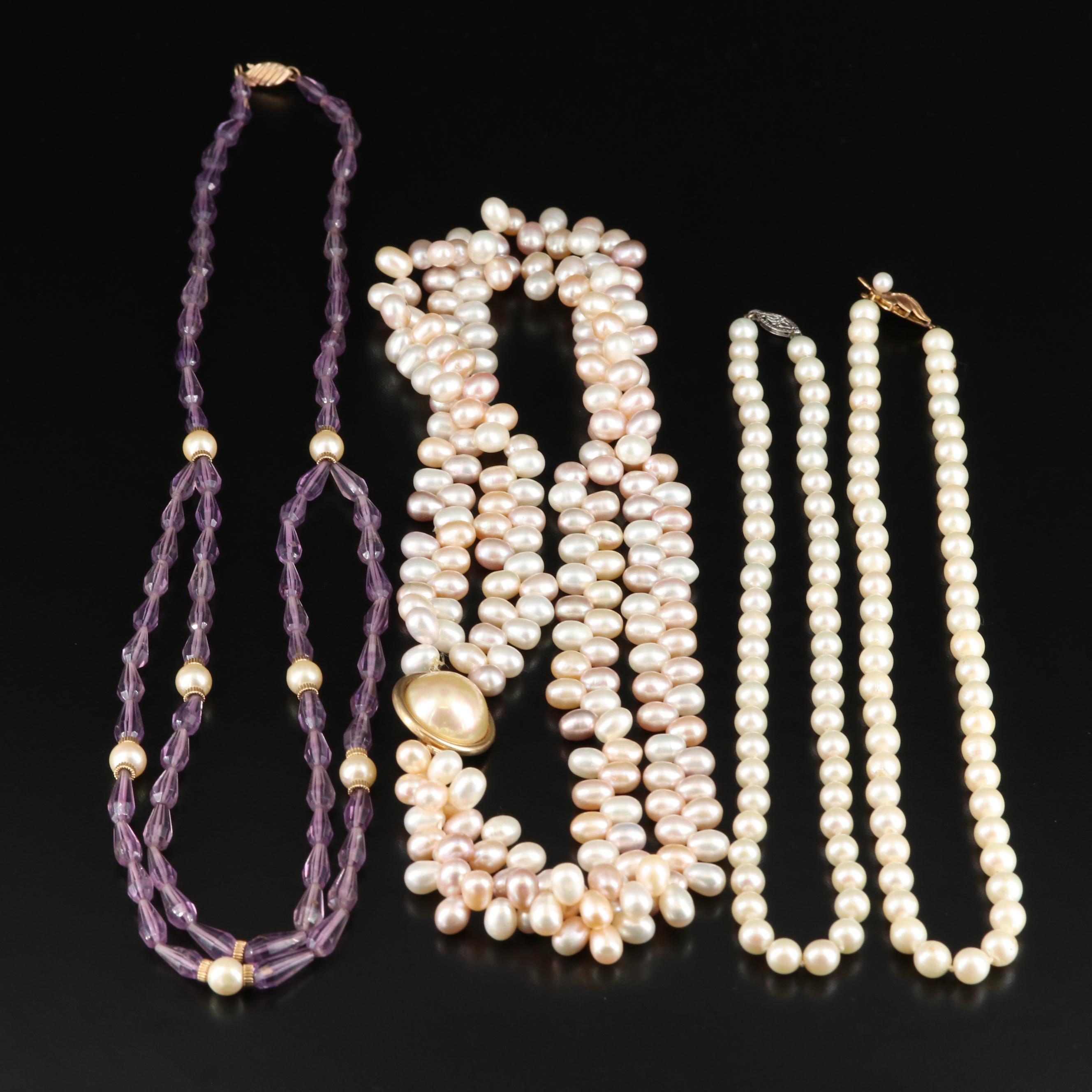 Pearl and Amethyst Necklace Collection