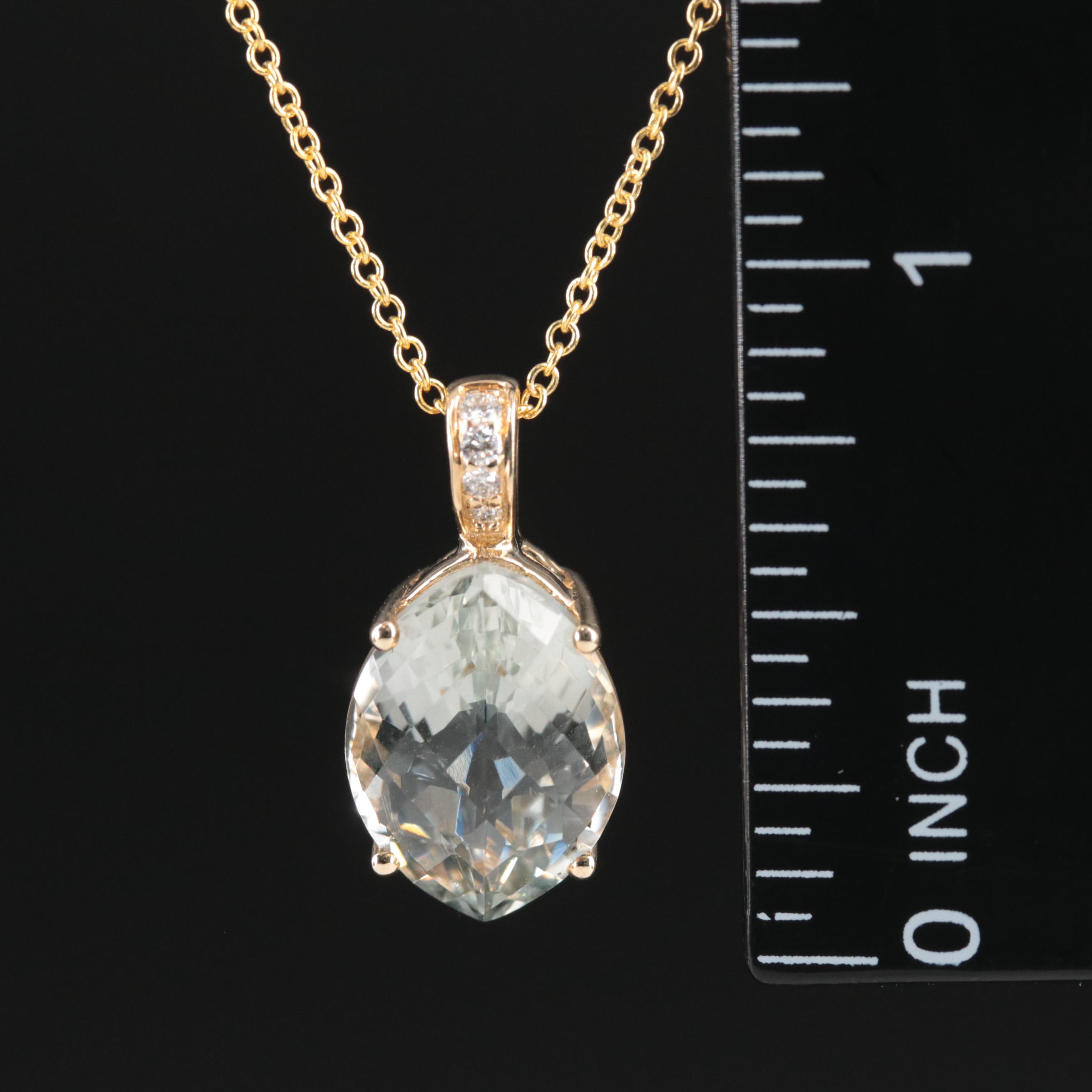 EFFY 14K Prasiolite and Diamond Pendant Necklace