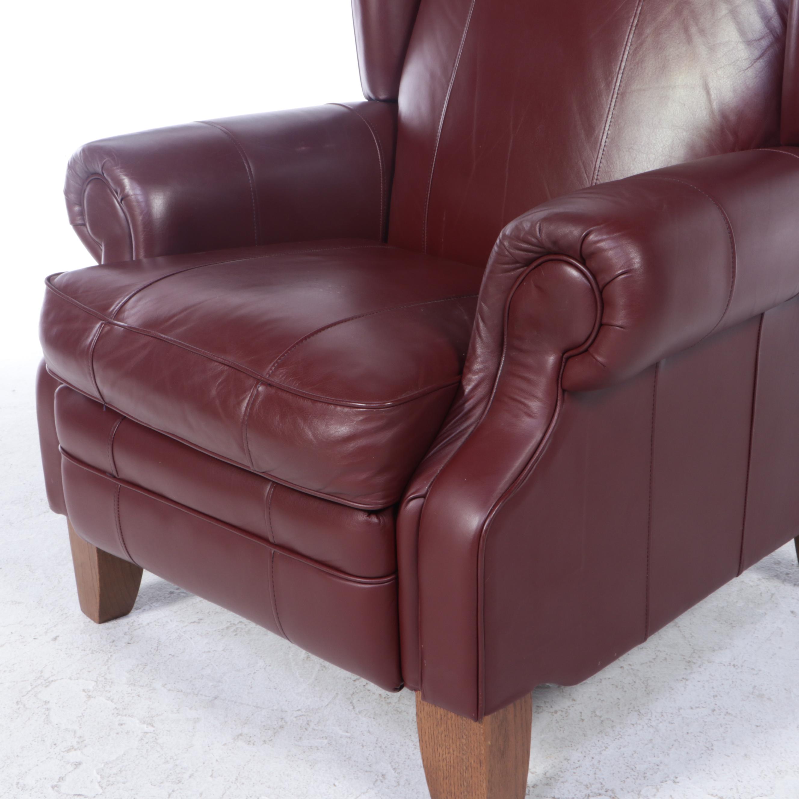 La-Z-Boy Oak and Leather Wingback Recliner, Late 20th Century