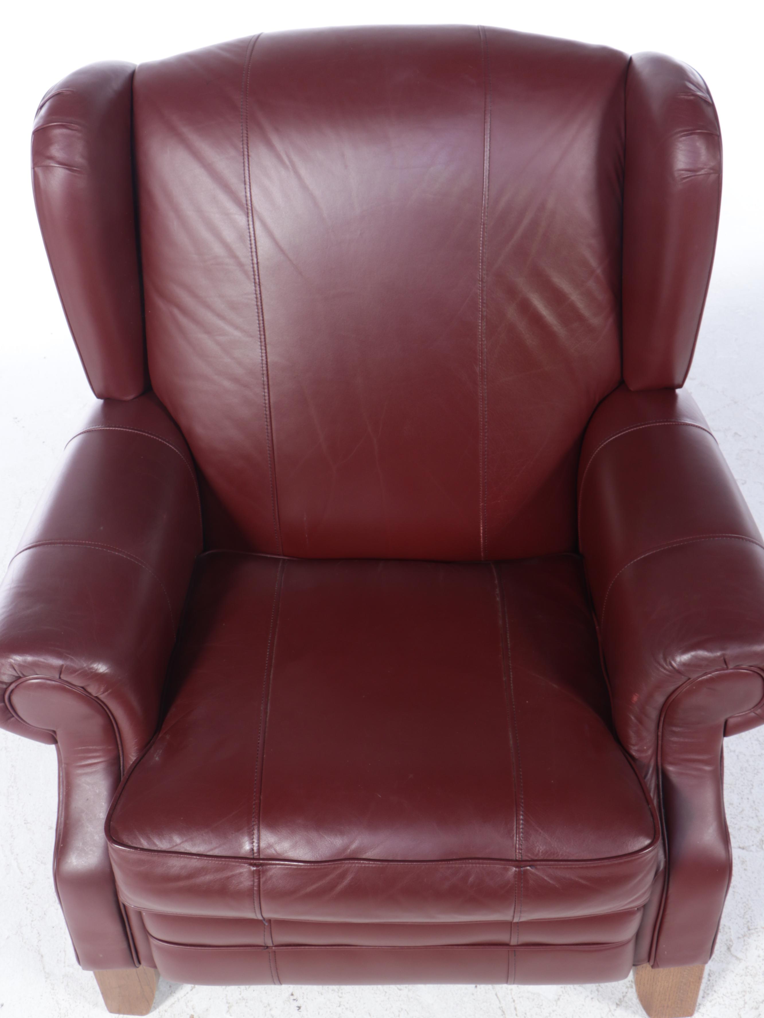 La-Z-Boy Oak and Leather Wingback Recliner, Late 20th Century
