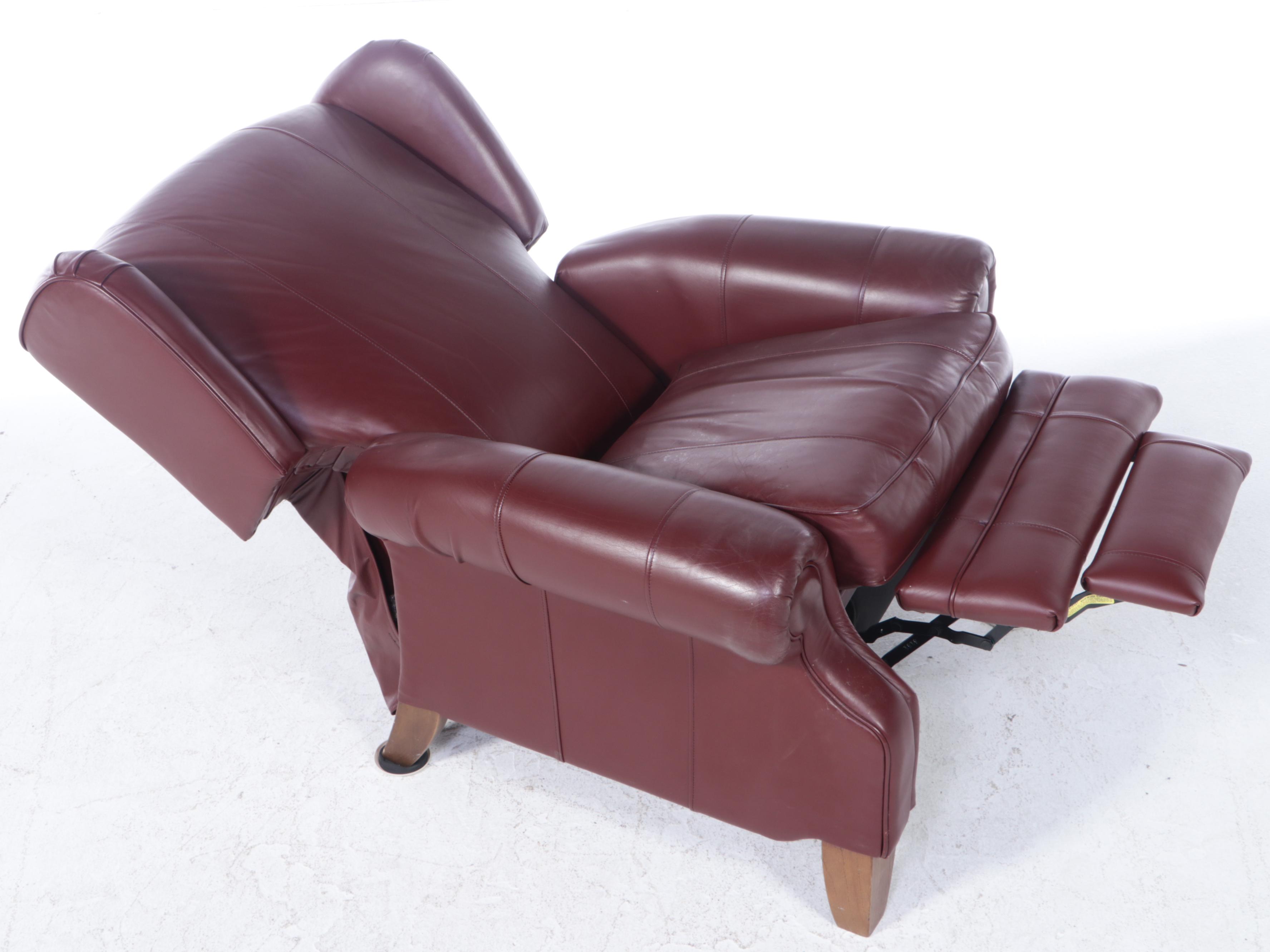La-Z-Boy Oak and Leather Wingback Recliner, Late 20th Century