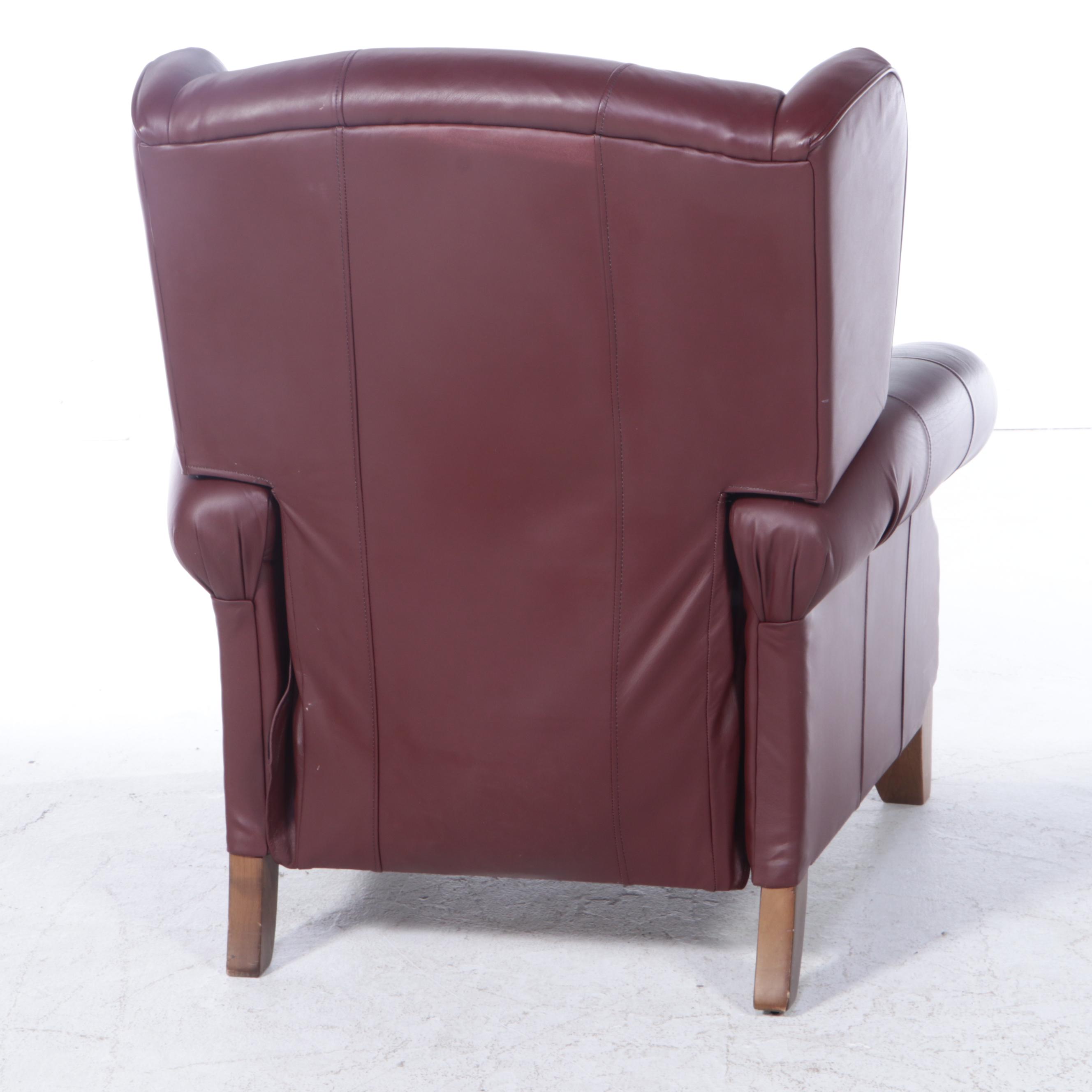 La-Z-Boy Oak and Leather Wingback Recliner, Late 20th Century