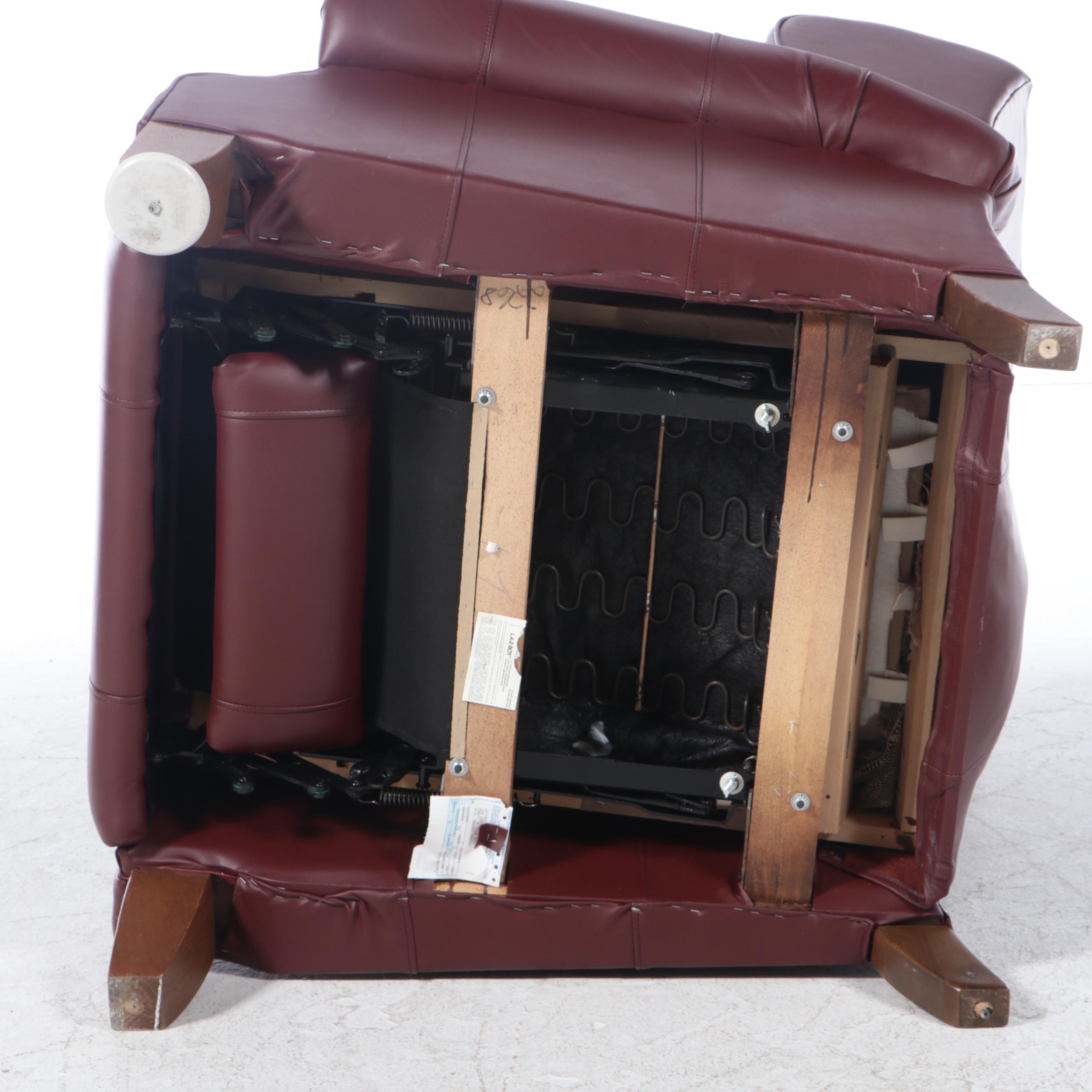 La-Z-Boy Oak and Leather Wingback Recliner, Late 20th Century