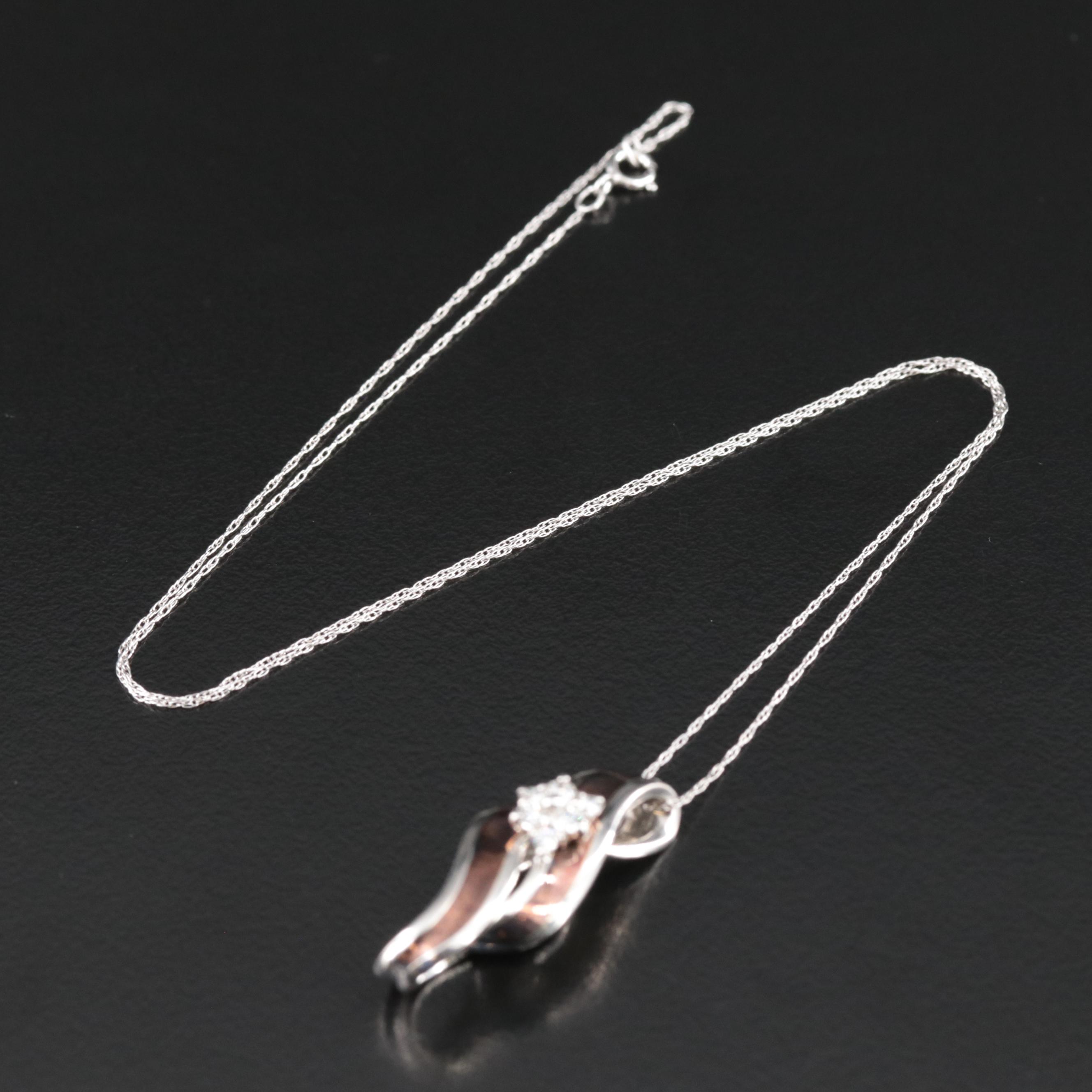 Platinum 0.21 CTW Diamond Pendant Necklace EBTH