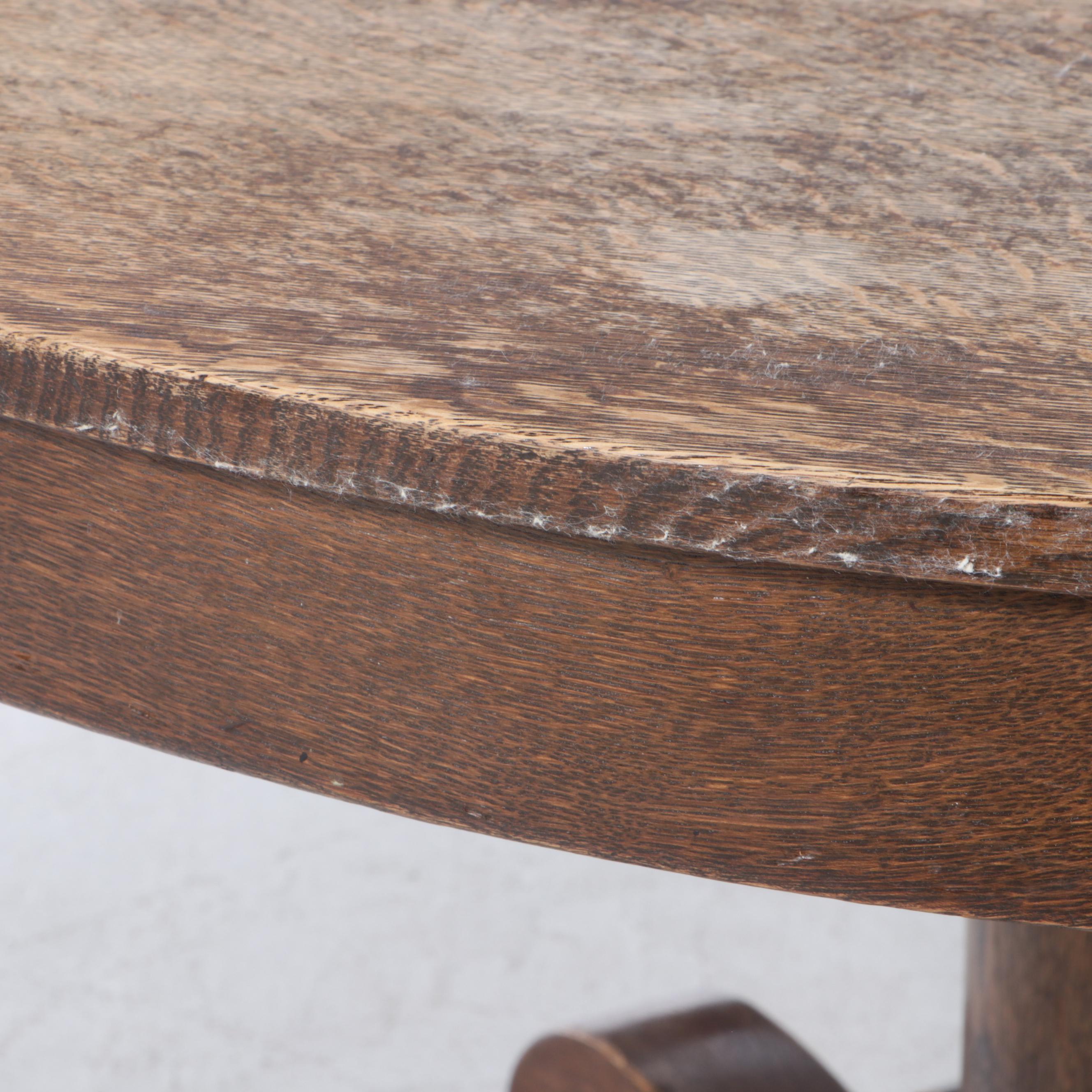 Victorian Oak Extending Pedestal Table, Early 20th Century
