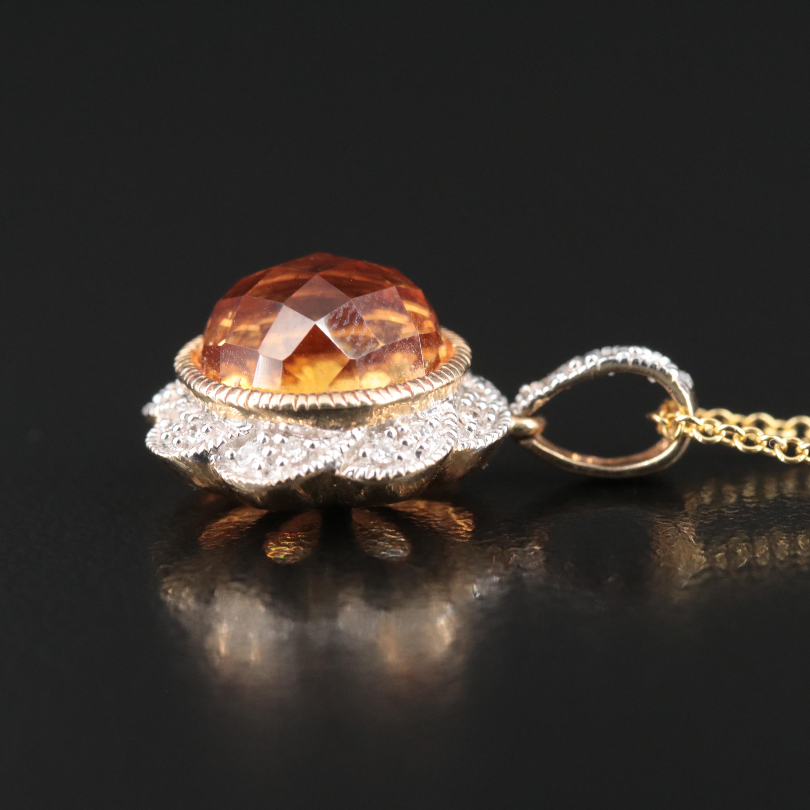 EFFY 14K Citrine and Diamond Pendant Necklace