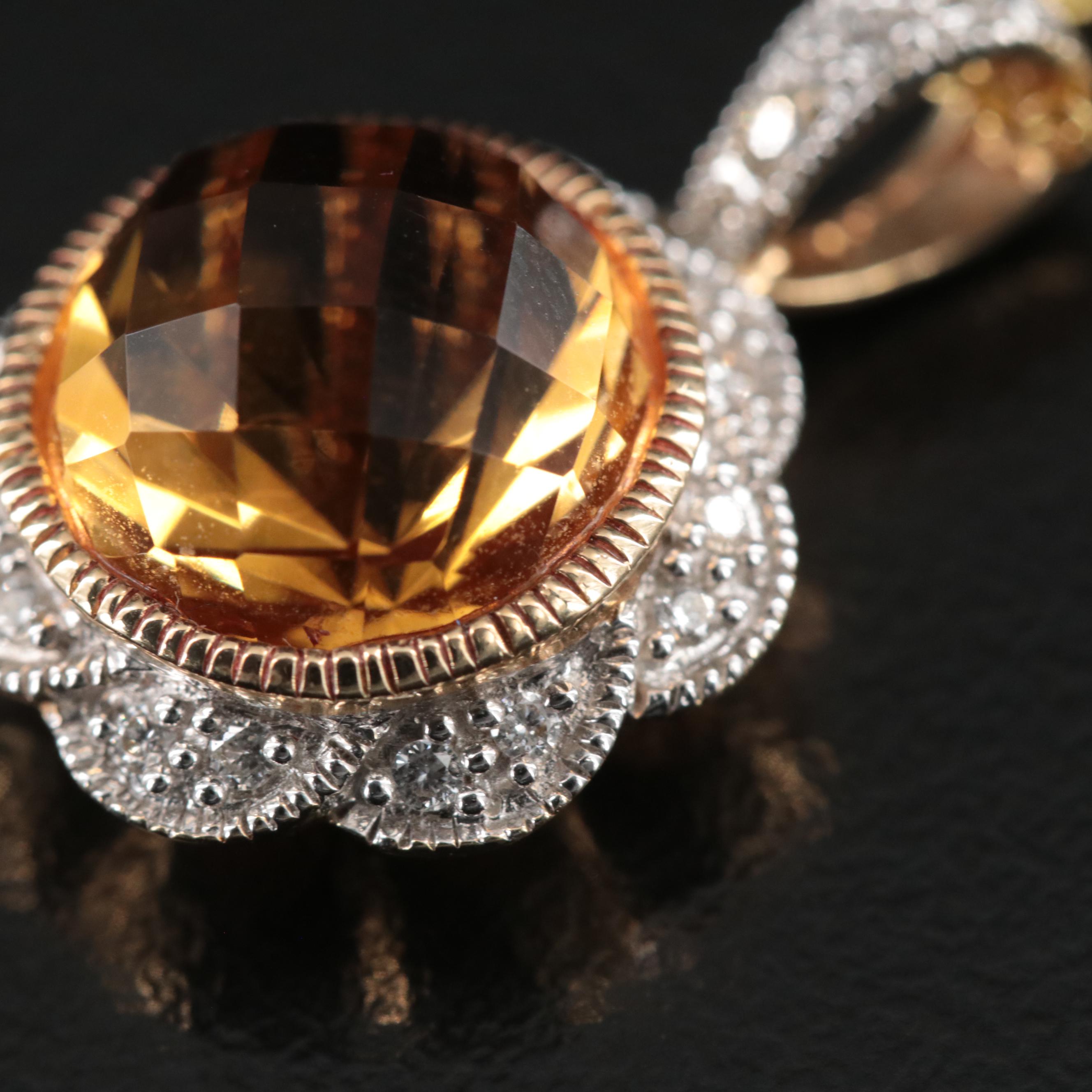 EFFY 14K Citrine and Diamond Pendant Necklace