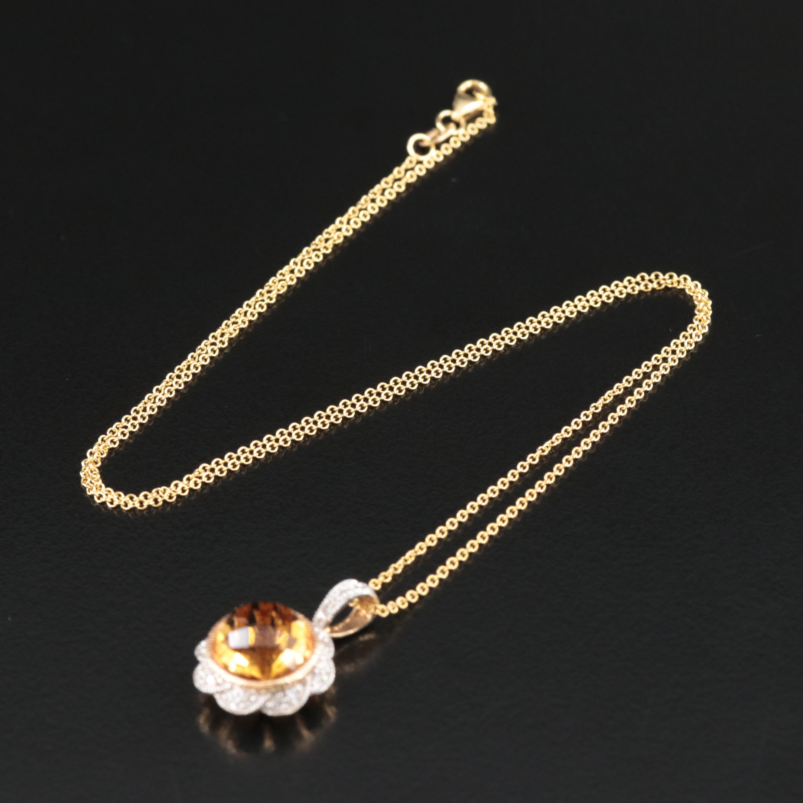 EFFY 14K Citrine and Diamond Pendant Necklace