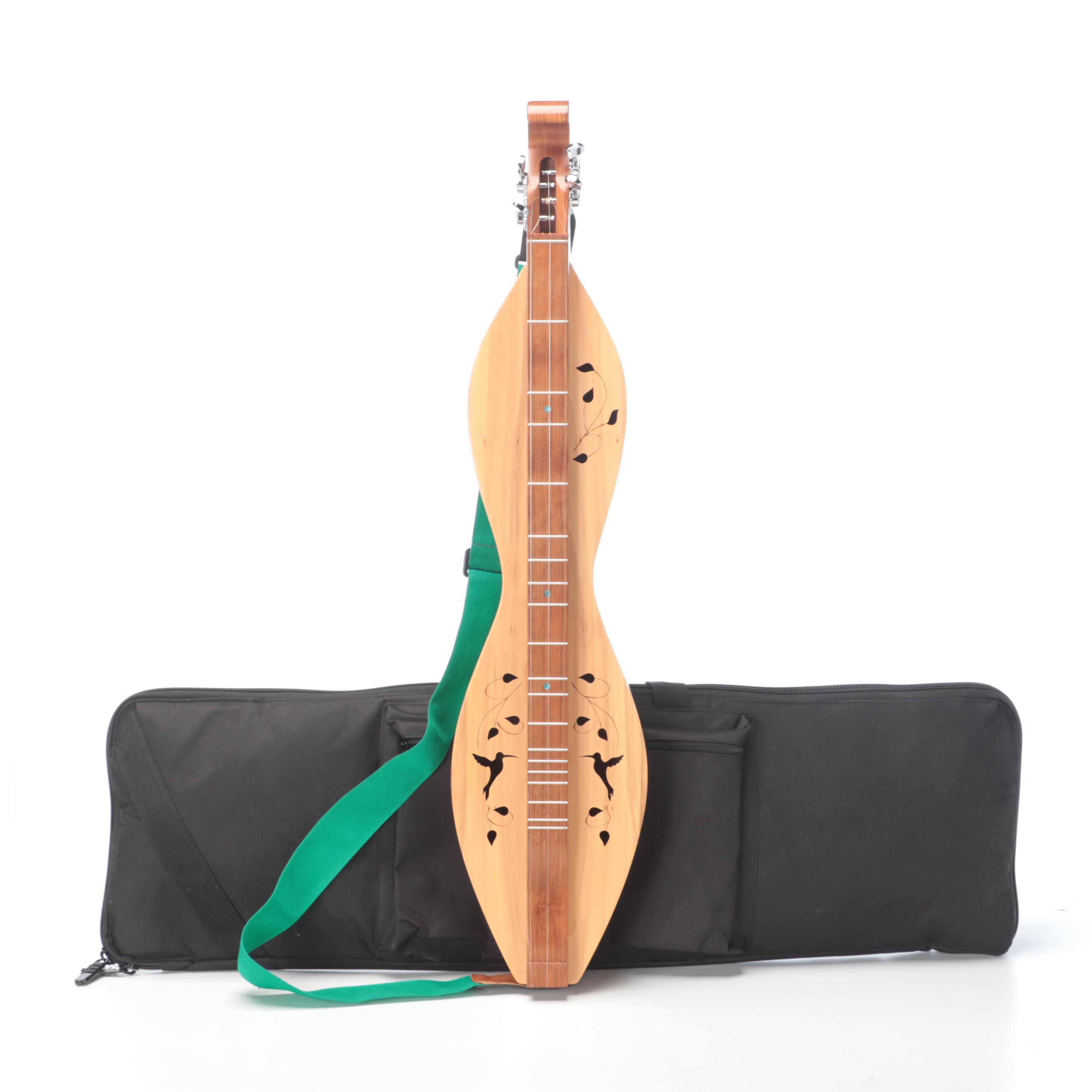 TK O'Briens Handcrafted Walnut and Mixed Wood Mountain Dulcimer, Case