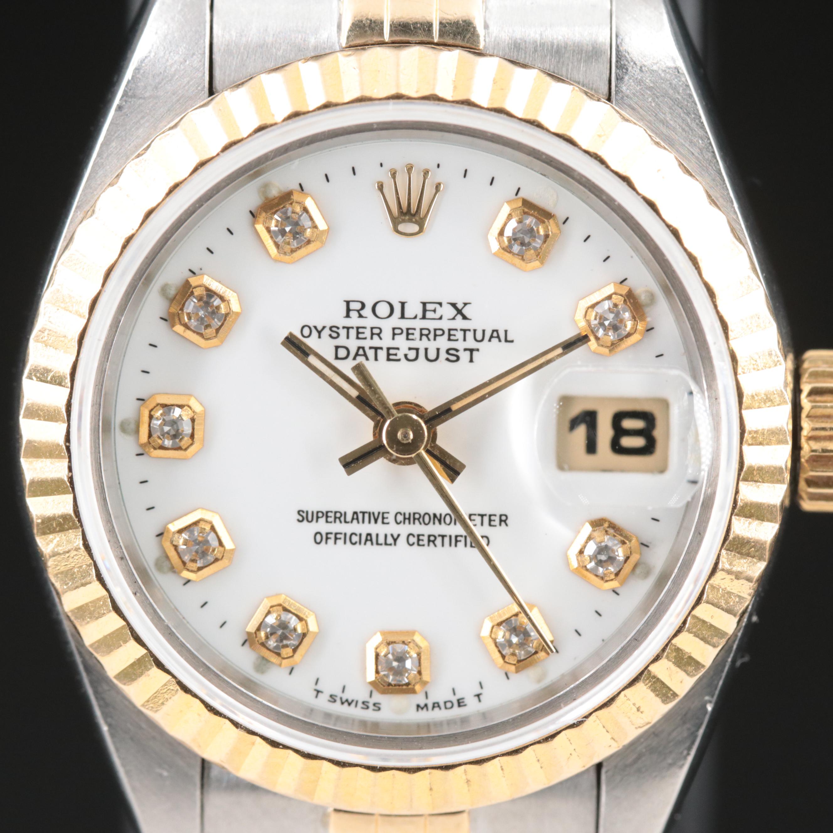 1995 Rolex Custom Diamond Dial Datejust Watch