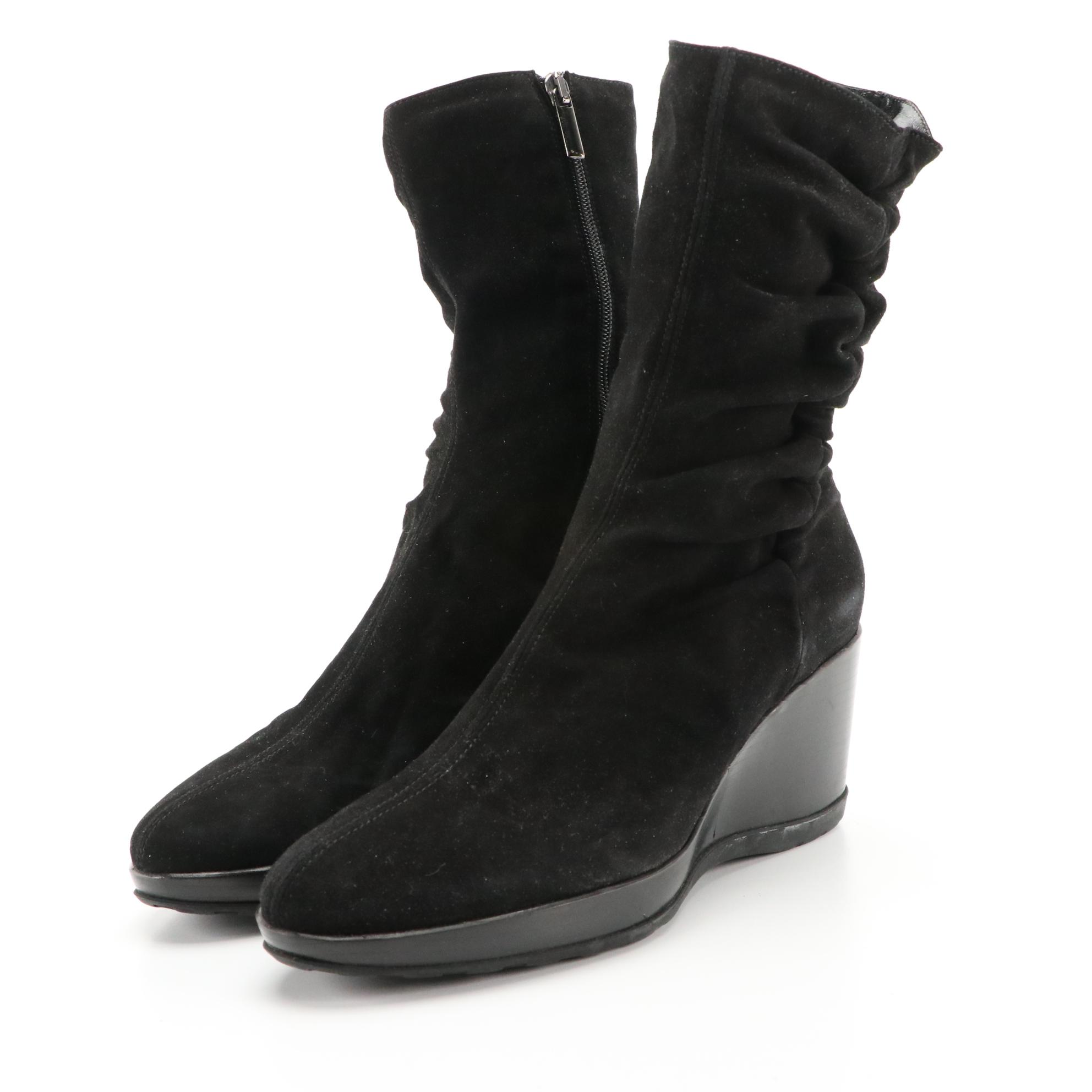 Via Spiga Wedge Boots and Aquatalia by Marvin K Slouch Booties in Suede