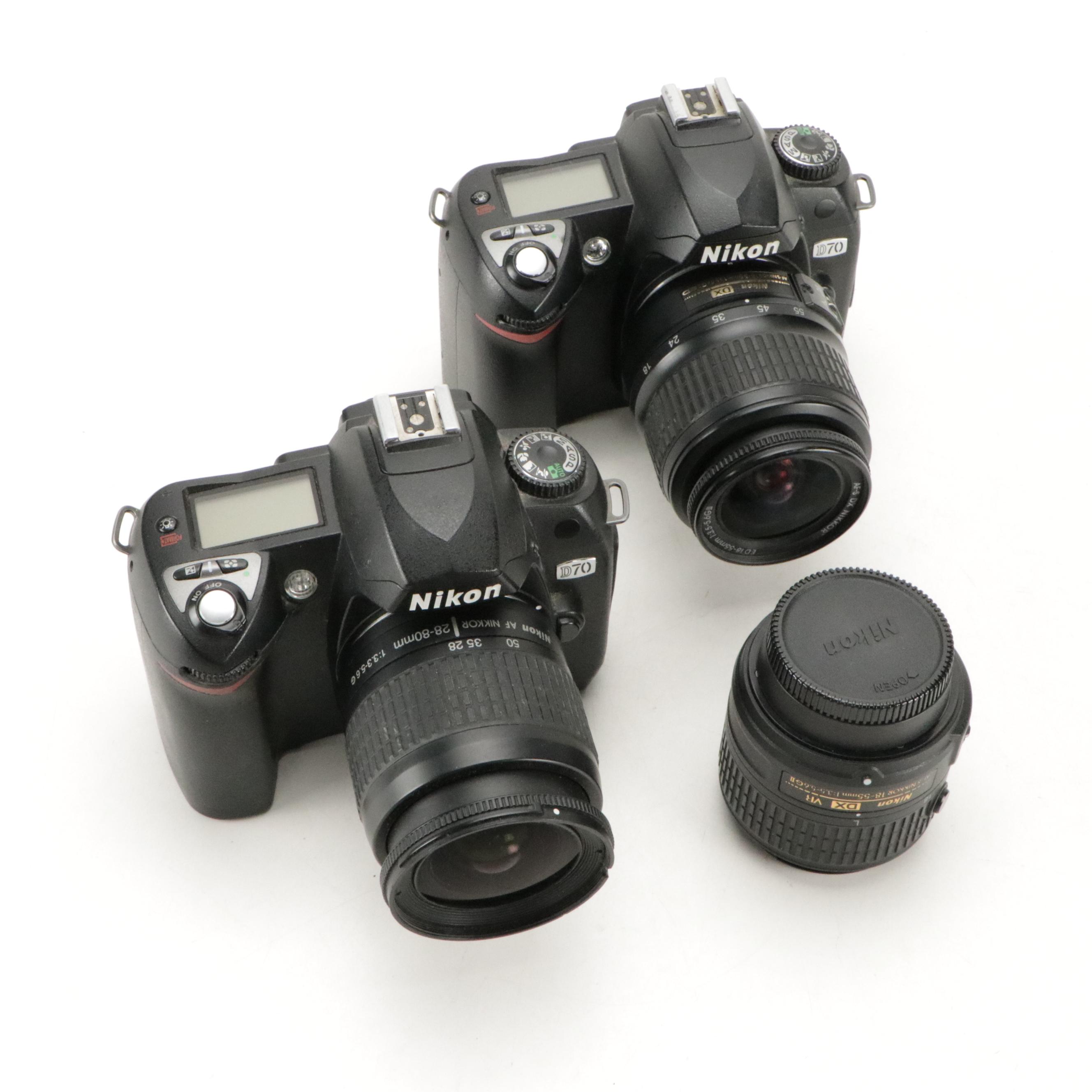 Nikon D70 DSLR Cameras with Nikon DX VR AF-S Nikkor 18-55mm Lens