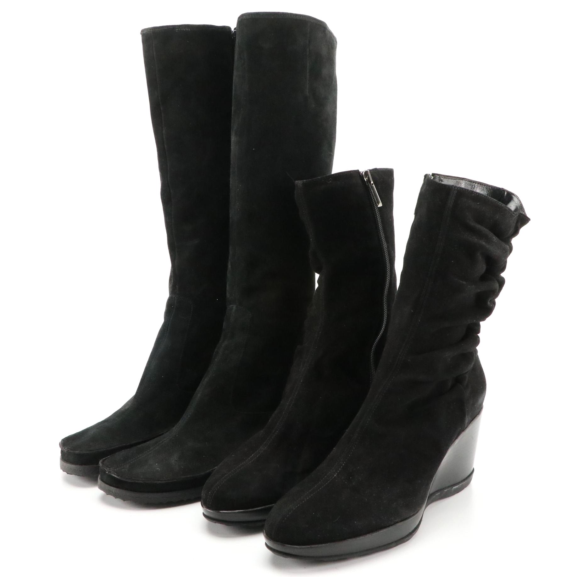 Via Spiga Wedge Boots and Aquatalia by Marvin K Slouch Booties in Suede