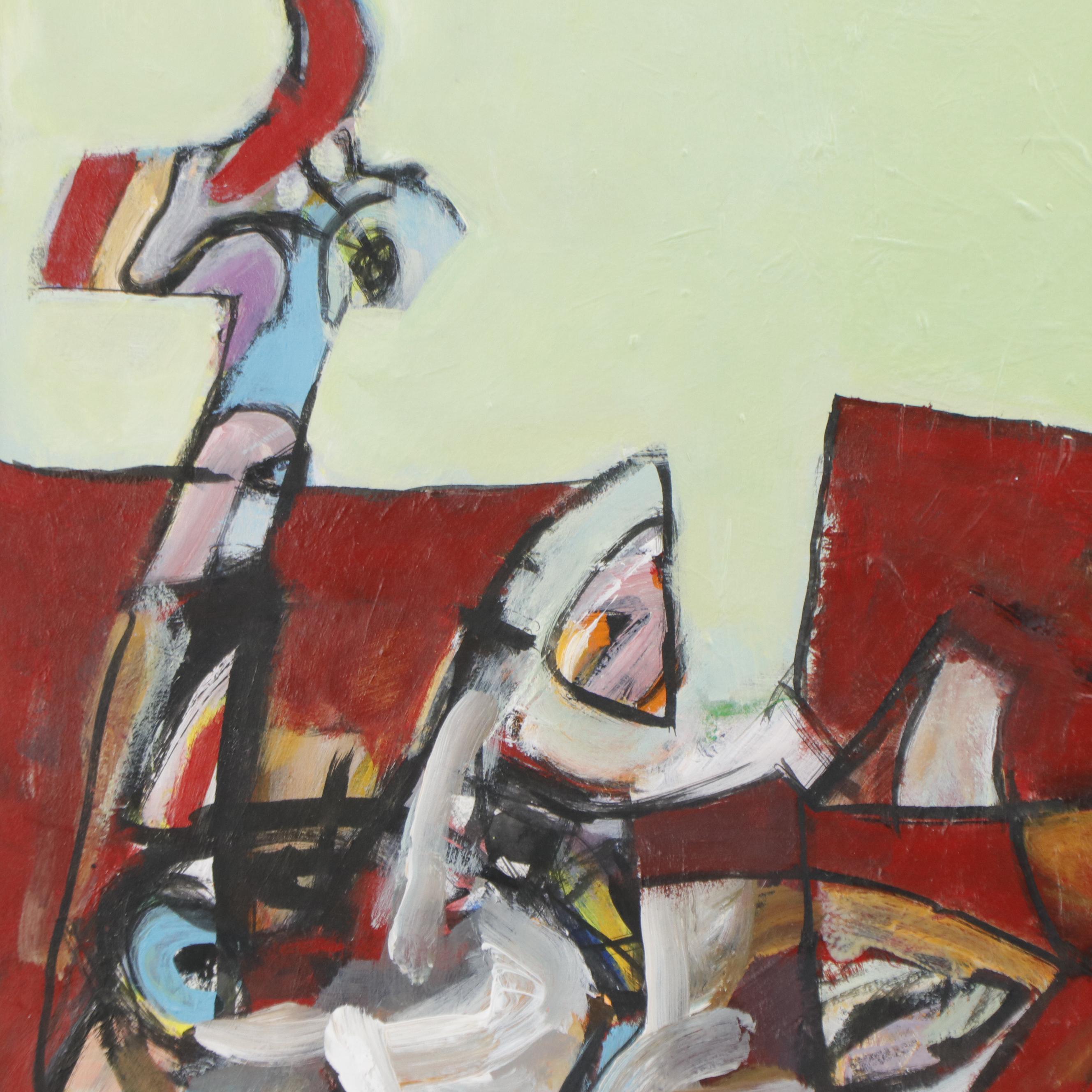 James L. Bruch Modernist Oil Painting "Primitive thinking," 2010