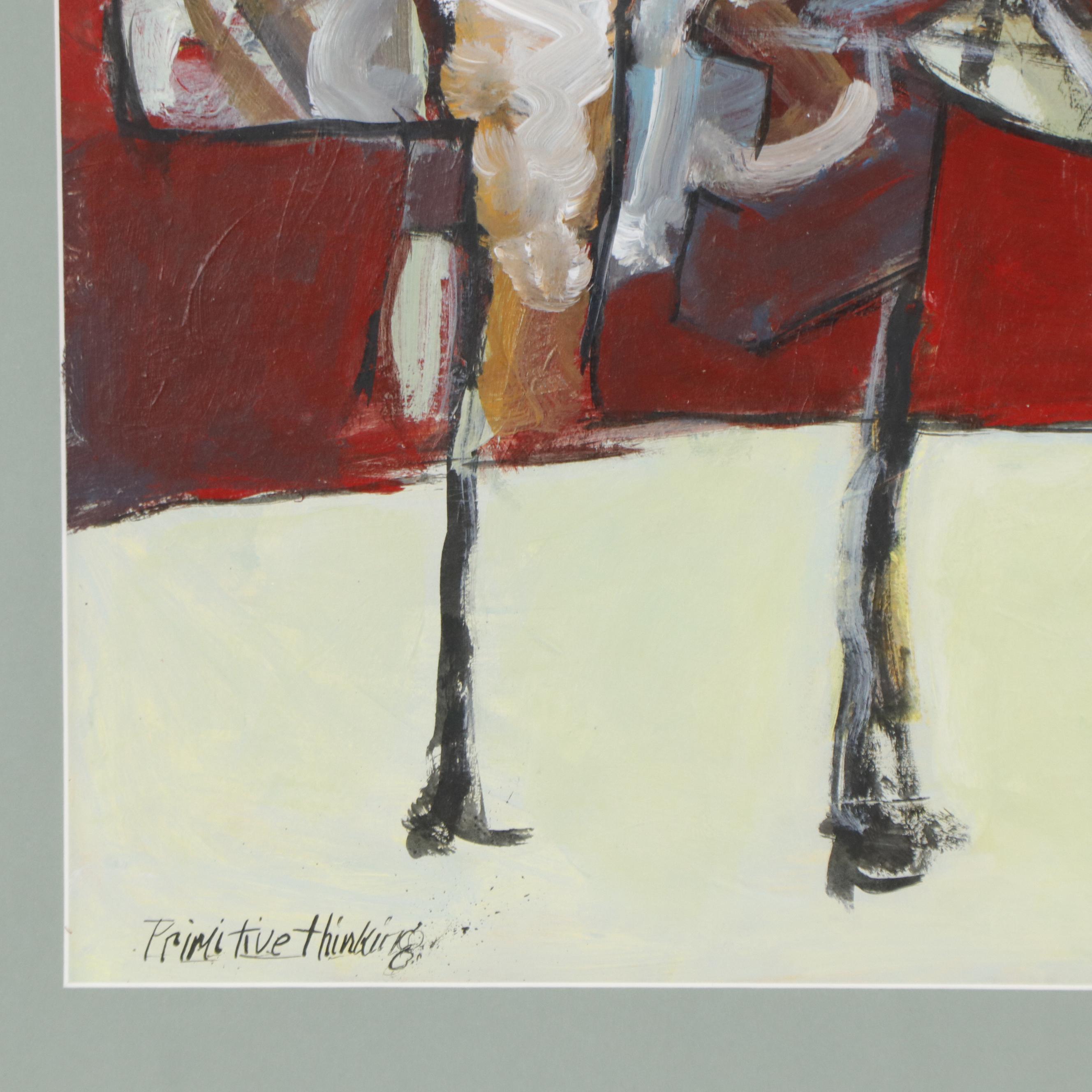 James L. Bruch Modernist Oil Painting "Primitive thinking," 2010