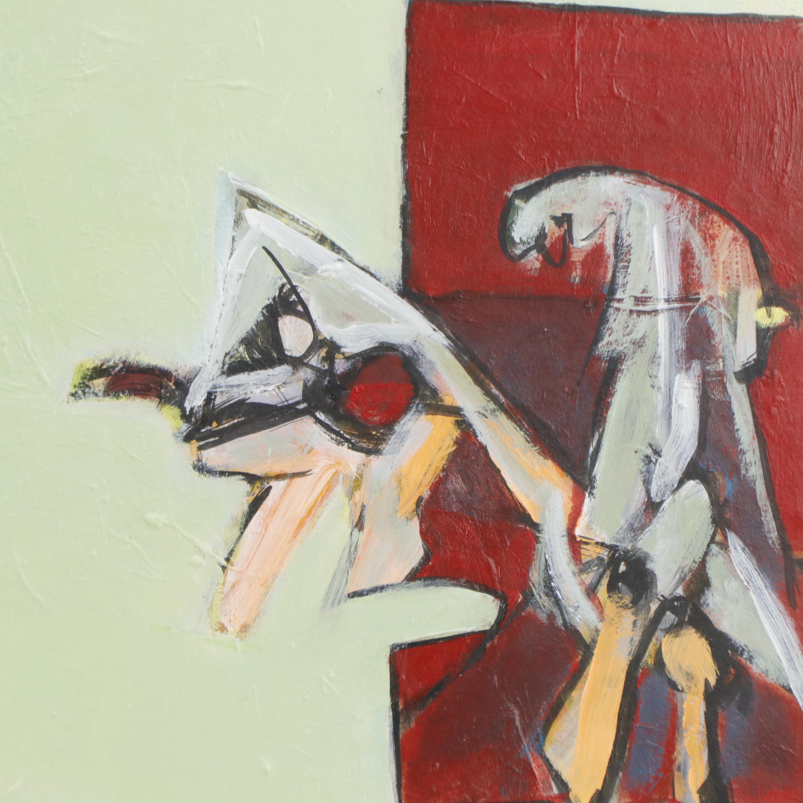 James L. Bruch Modernist Oil Painting "Primitive thinking," 2010