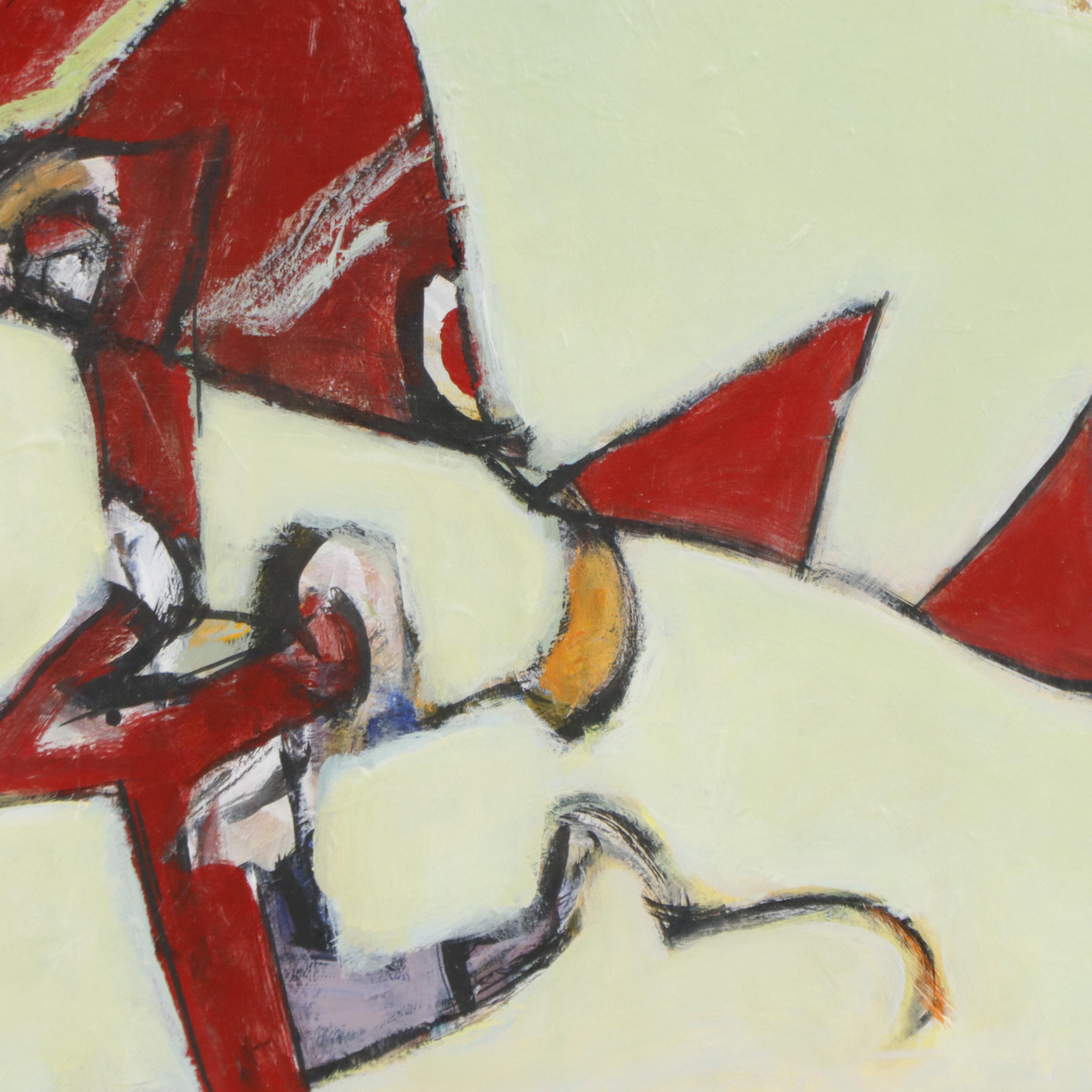 James L. Bruch Modernist Oil Painting "Primitive thinking," 2010