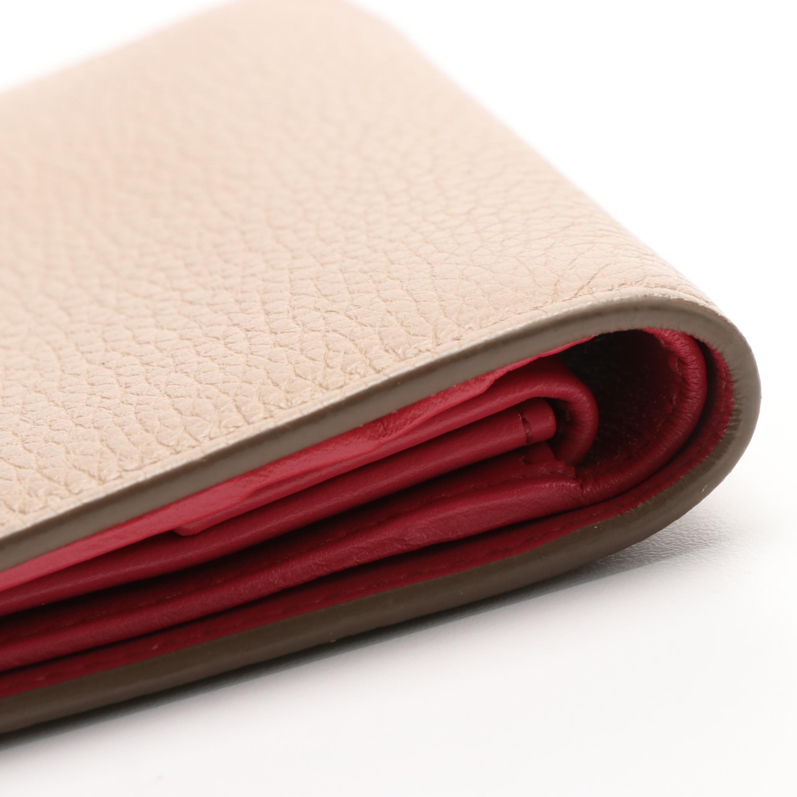 Prada Beige Leather Bifold Wallet