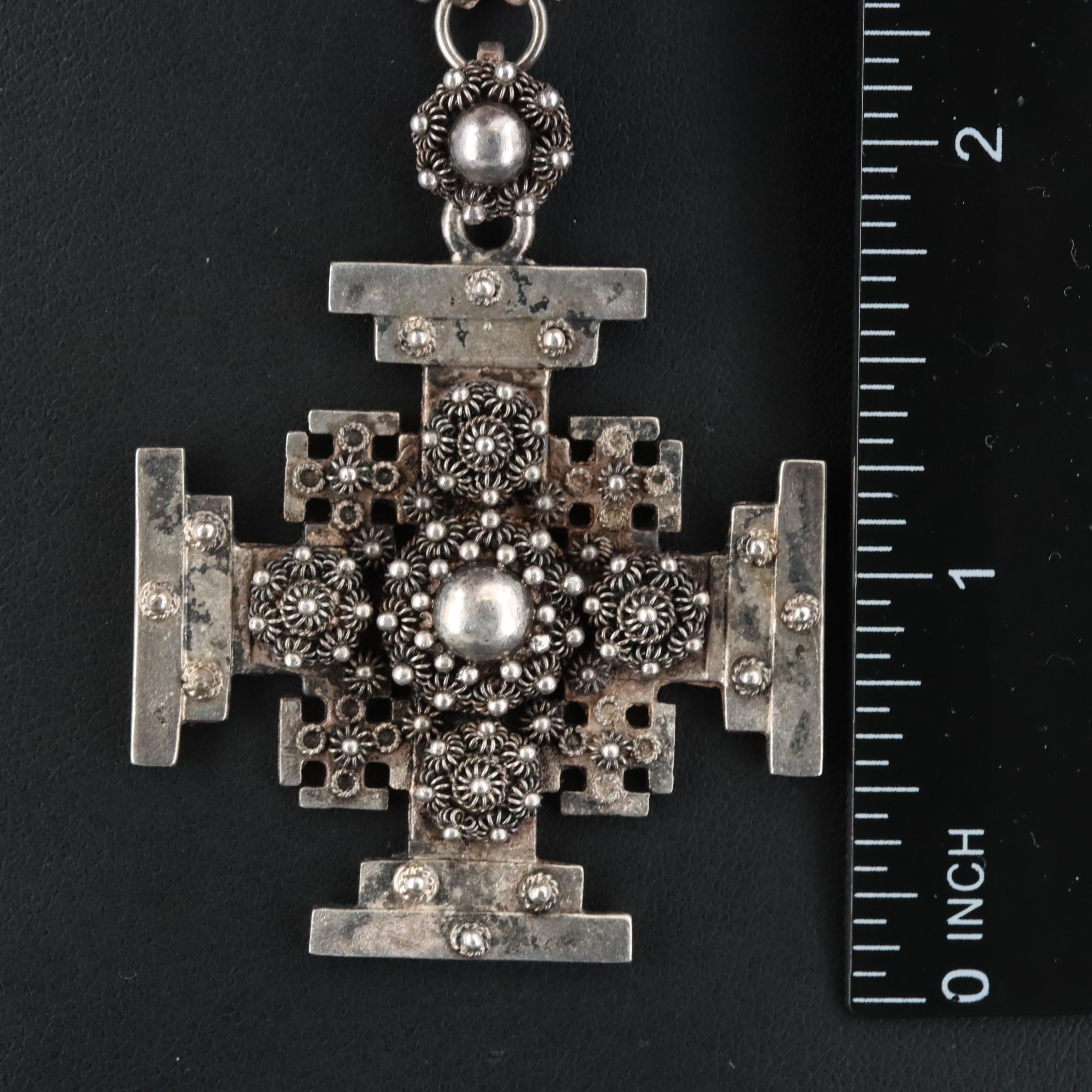 Vintage Sterling Jerusalem Cross Necklace
