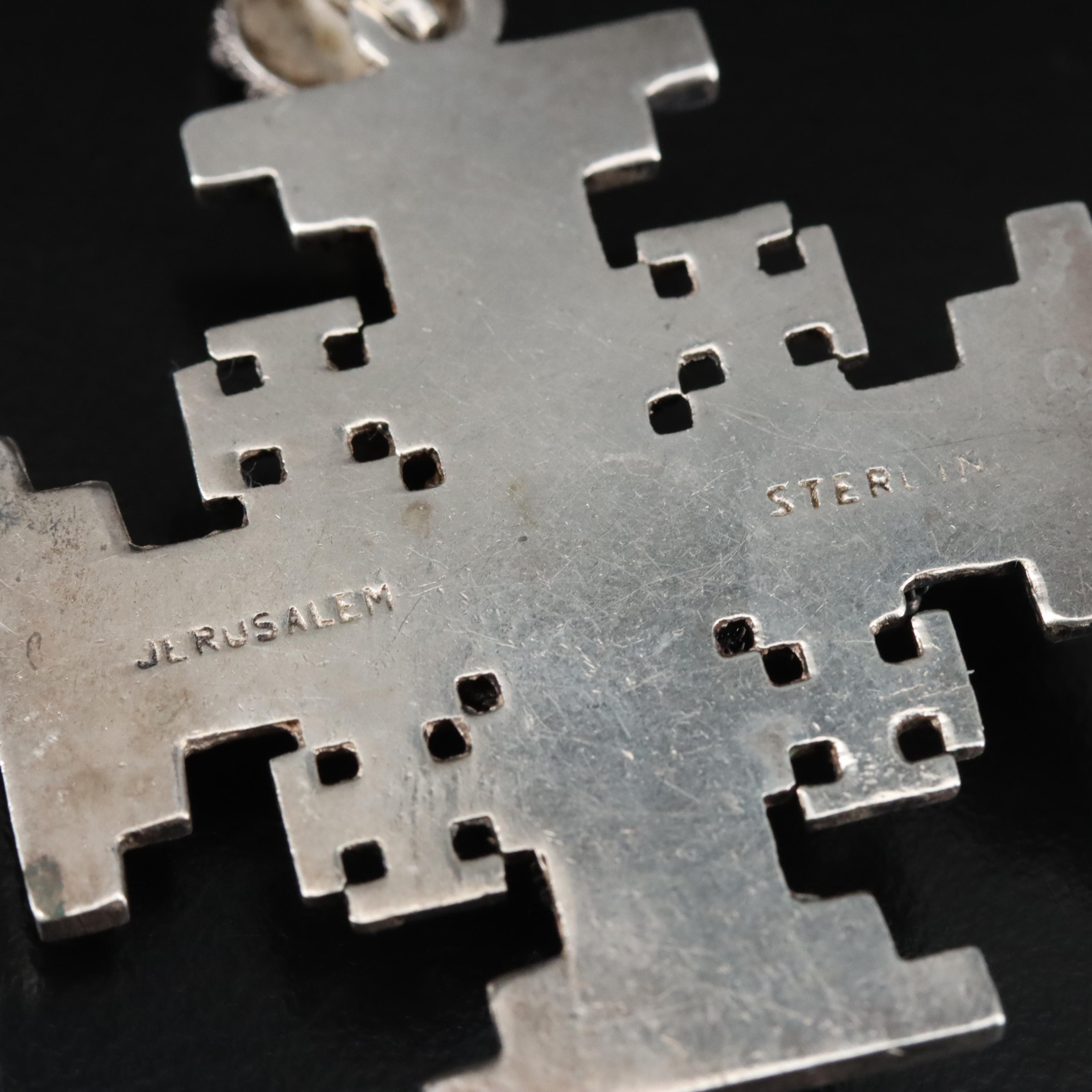 Vintage Sterling Jerusalem Cross Necklace