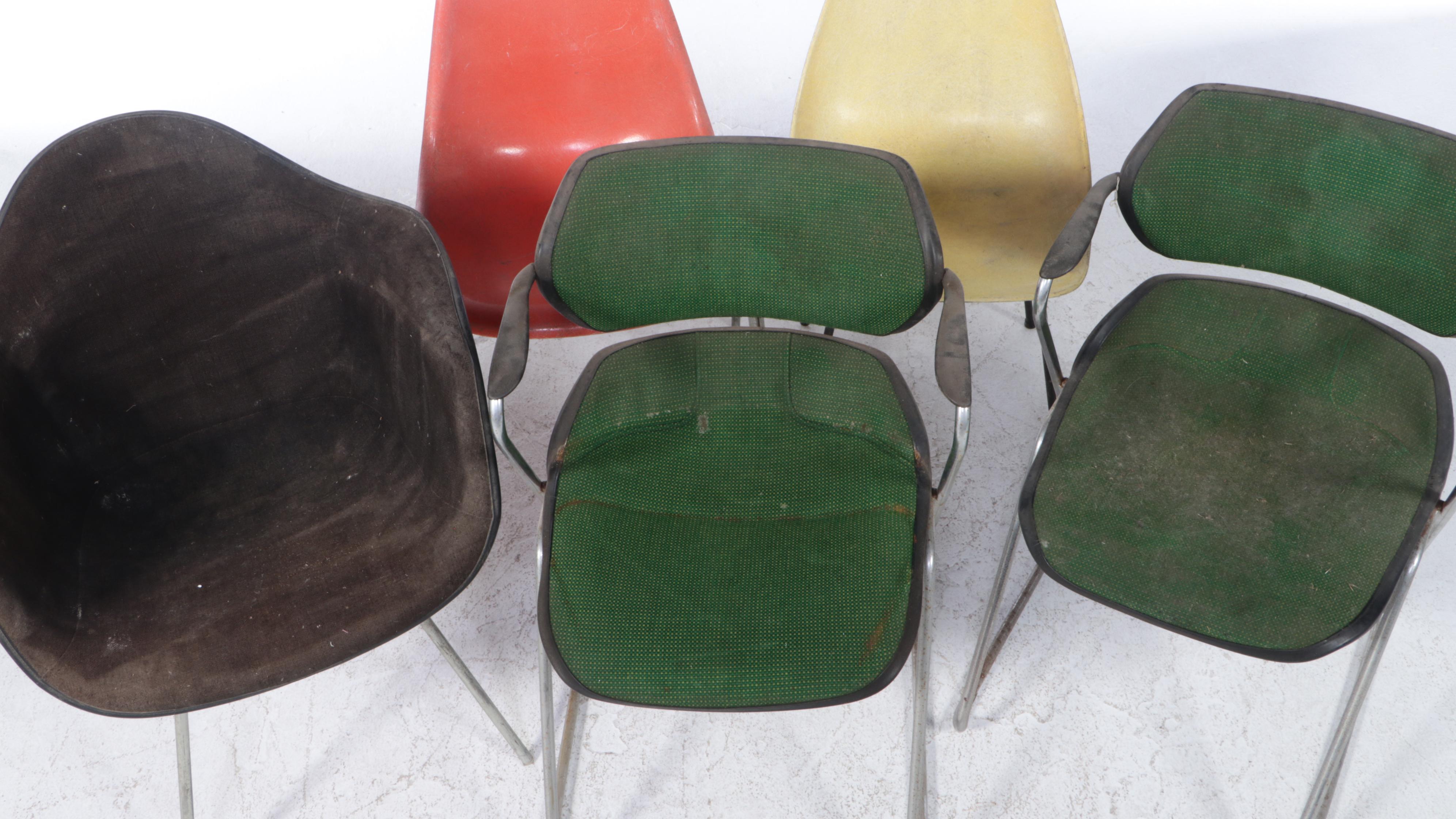 Herman Miller with Mid Century Modern Stacking and Other Chairs
