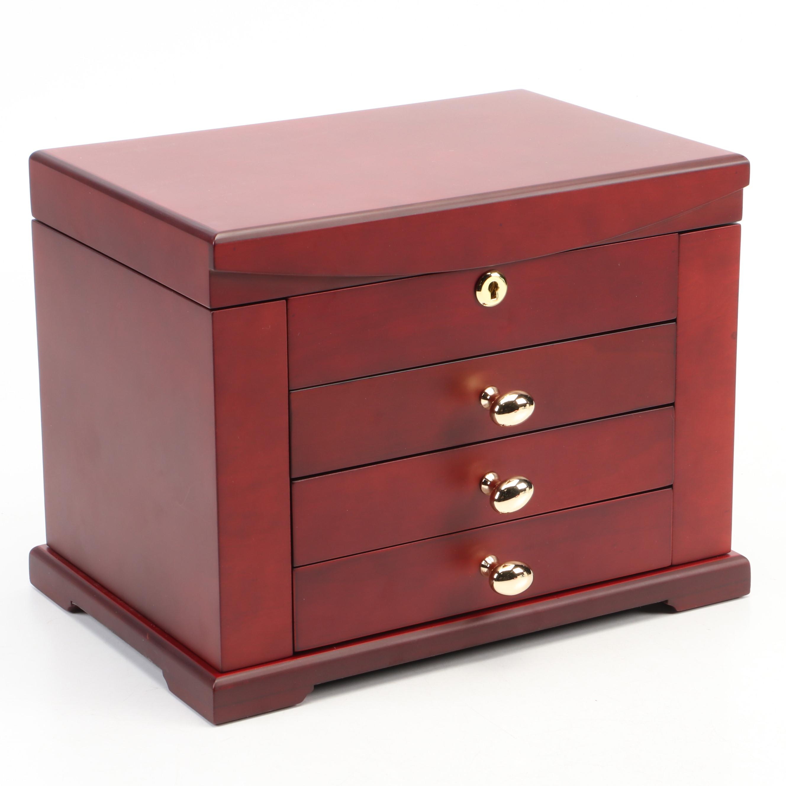 Jere Wooden Locking Jewelry Box EBTH
