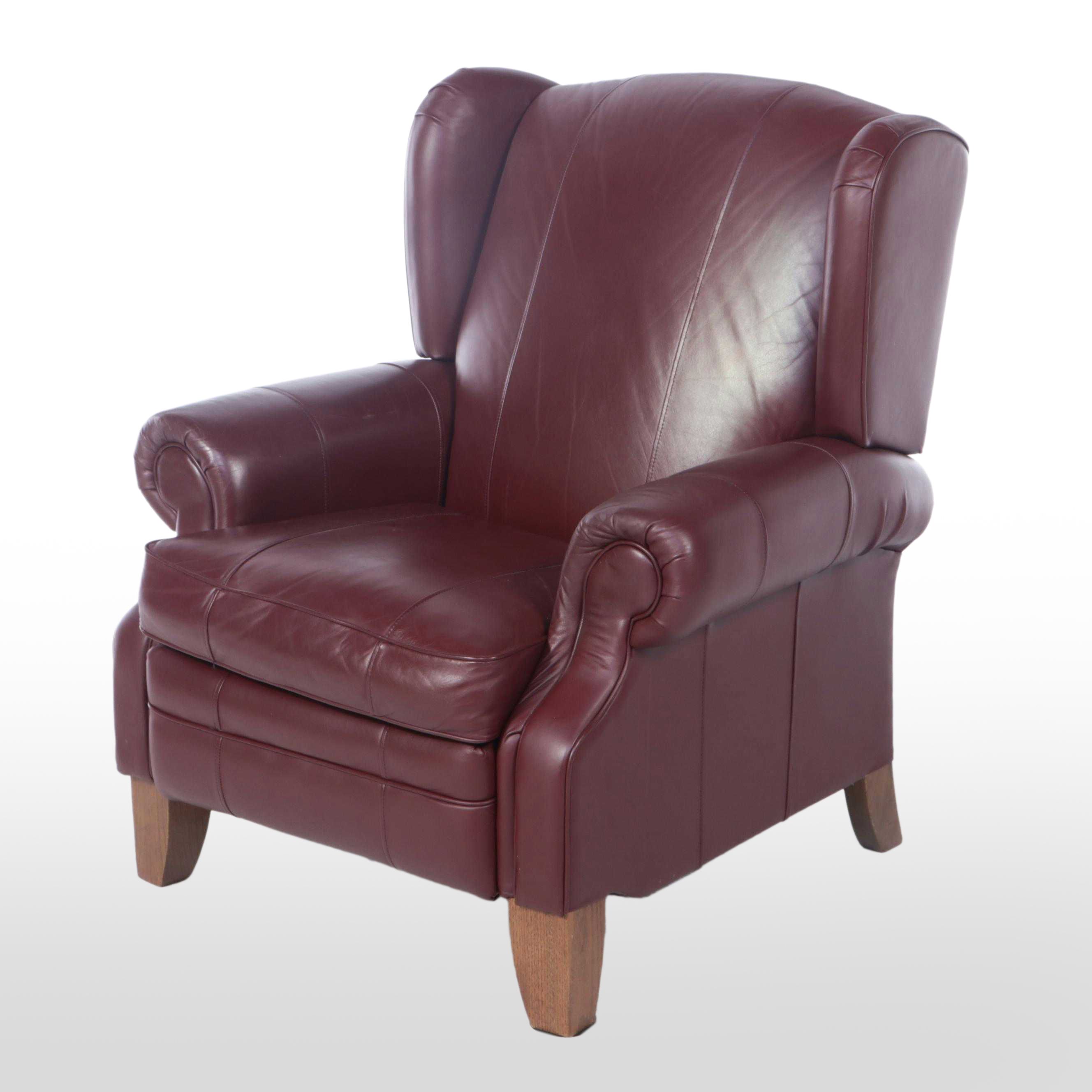 La-Z-Boy Oak and Leather Wingback Recliner, Late 20th Century