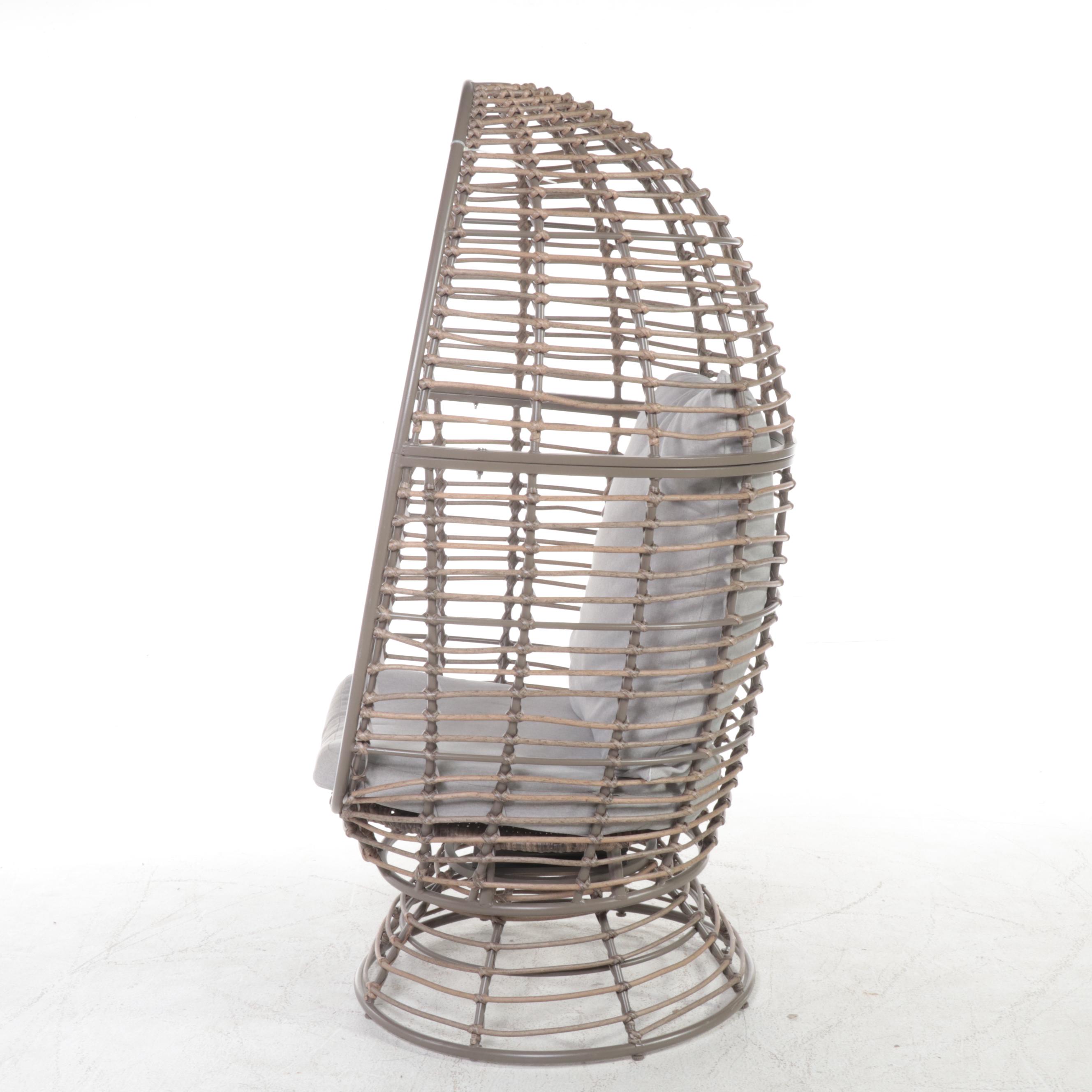 Painted Wicker Egg Shaped Chair