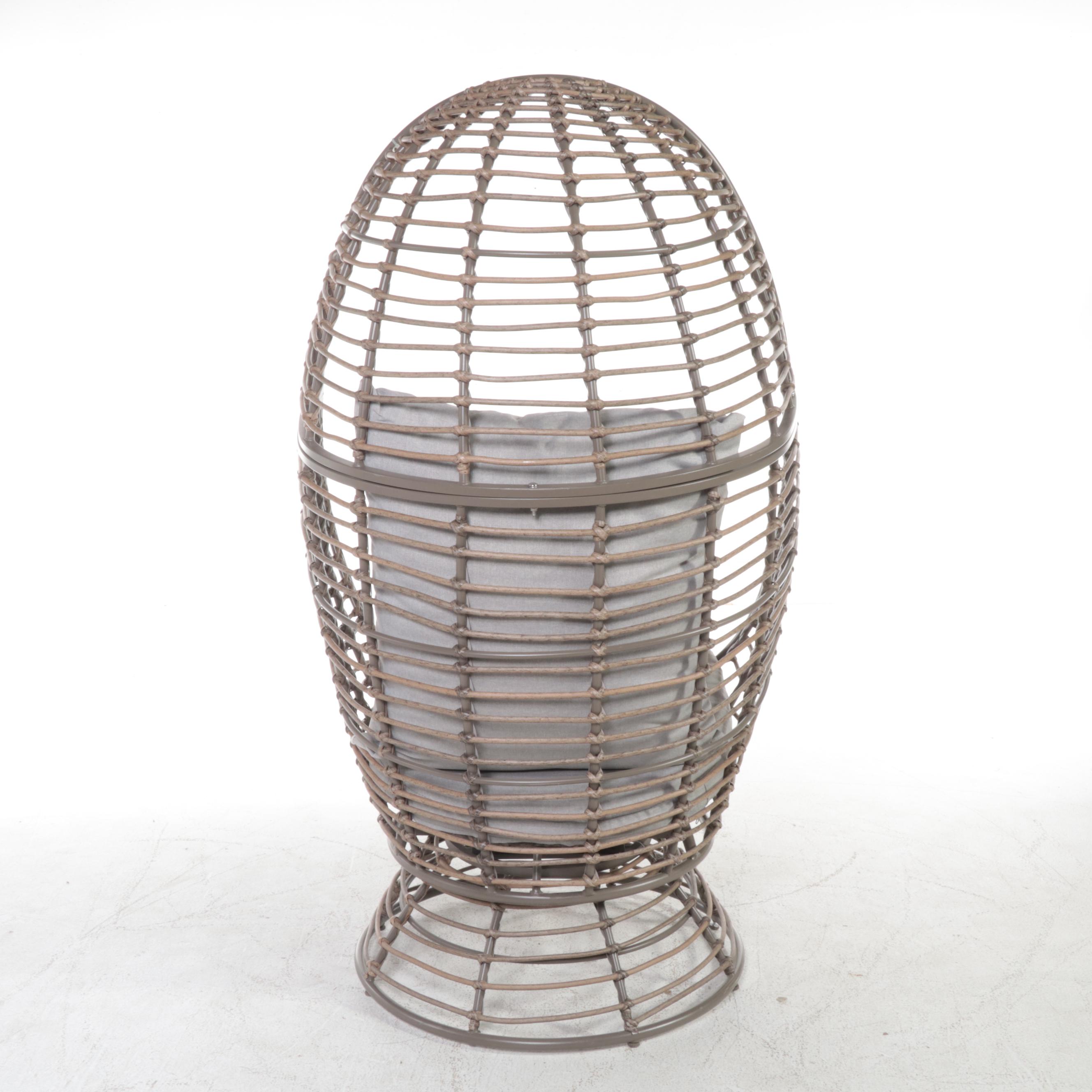 Painted Wicker Egg Shaped Chair
