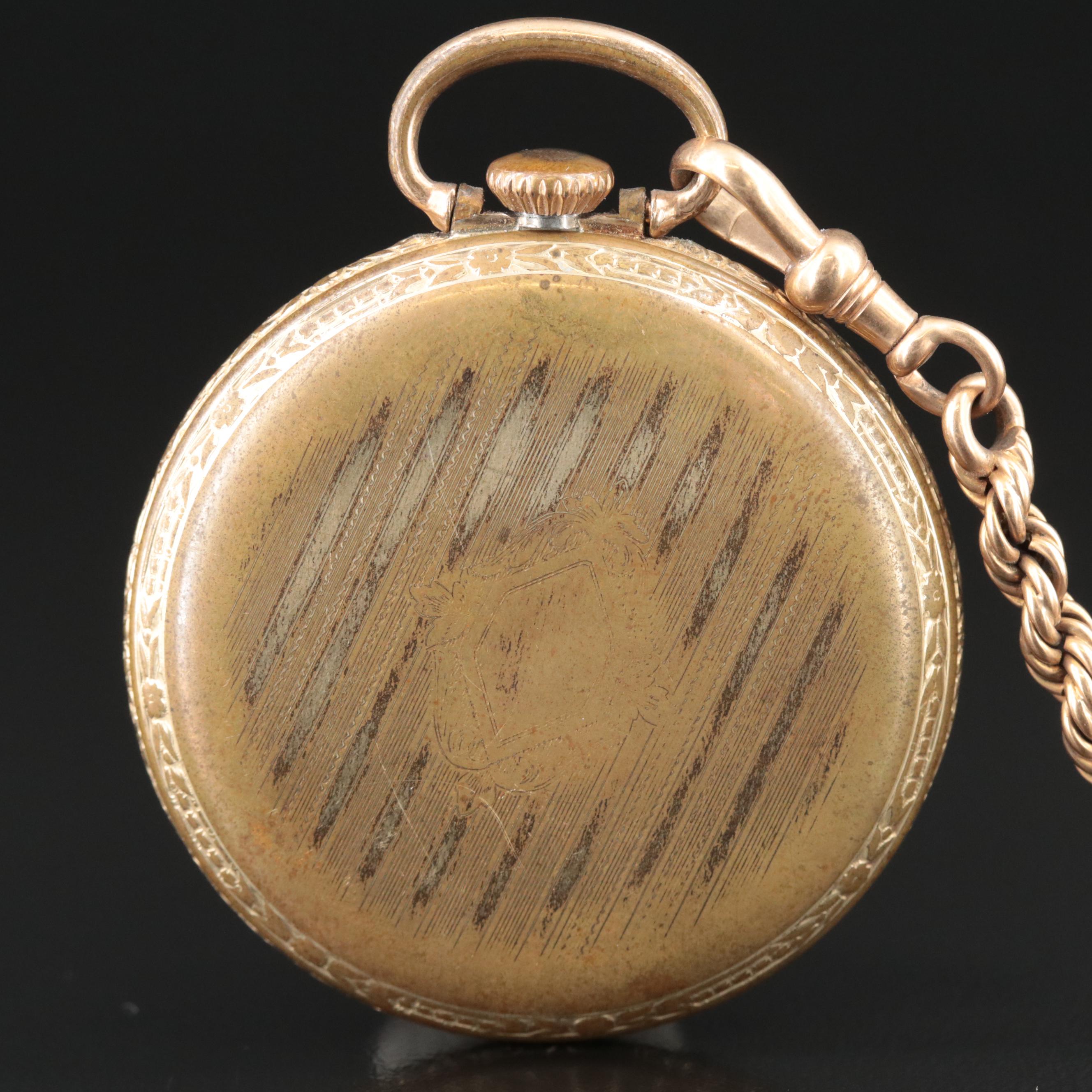 1921 Elgin Gold-Filled Pocket Watch with 14K Fob Chain