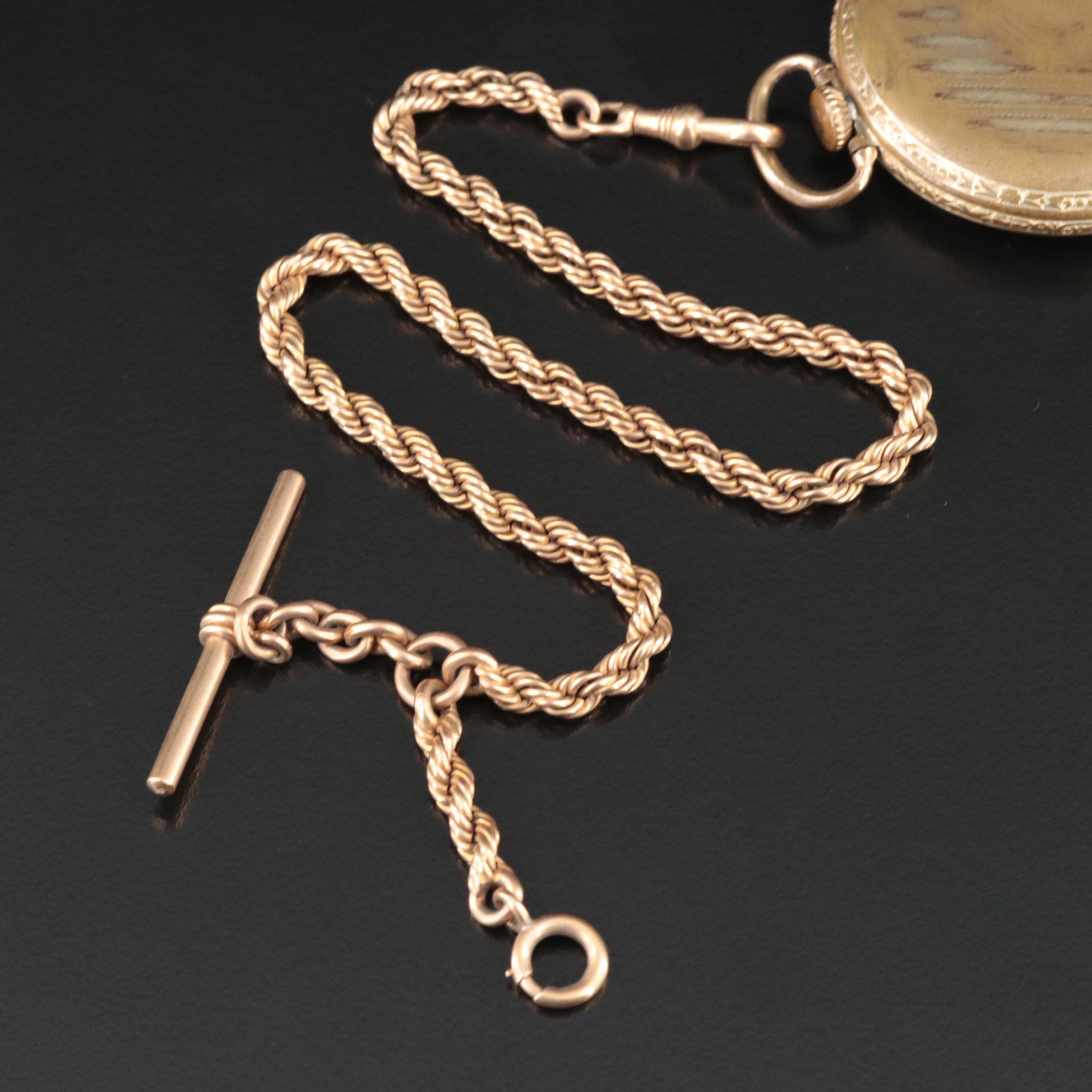 1921 Elgin Gold-Filled Pocket Watch with 14K Fob Chain