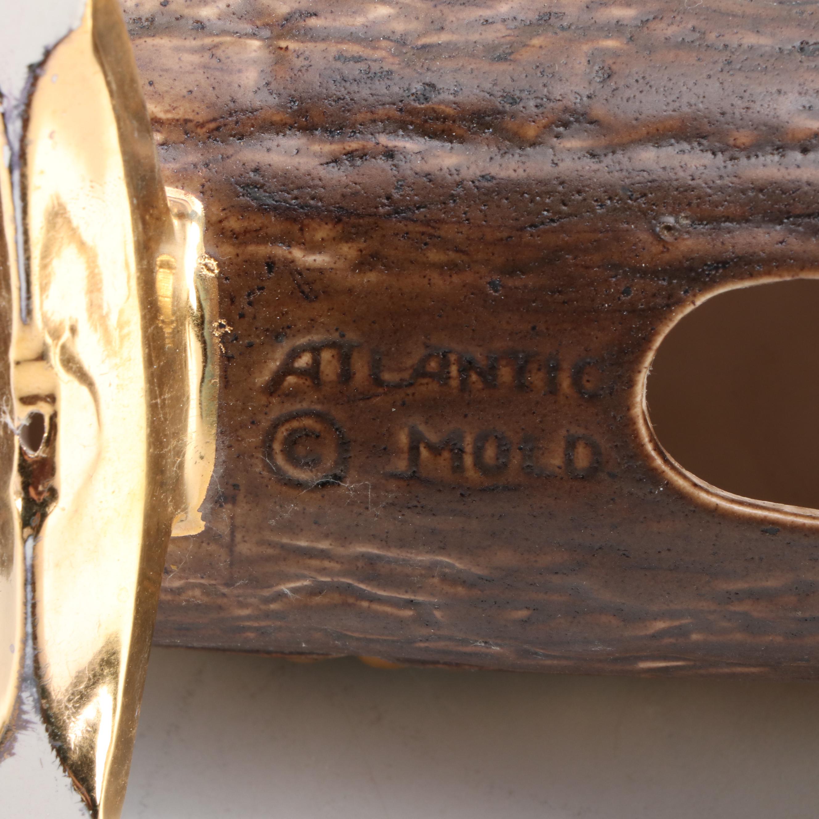 Atlantic Mold Ceramic Yule Log Candle Holder with Illuminated Ceramic Trees