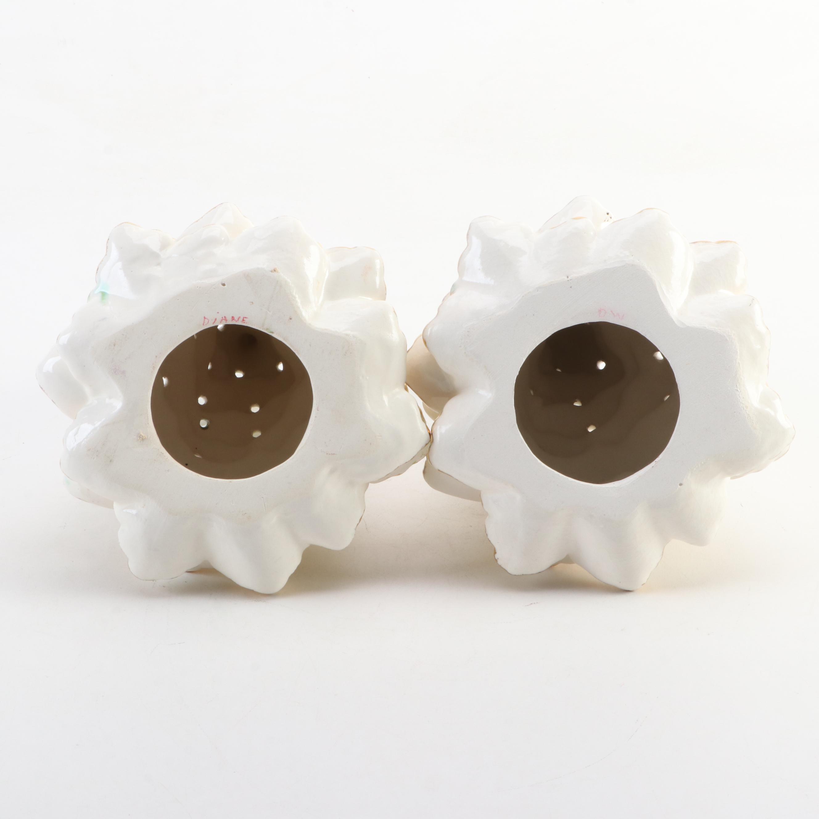 Atlantic Mold Ceramic Yule Log Candle Holder with Illuminated Ceramic Trees