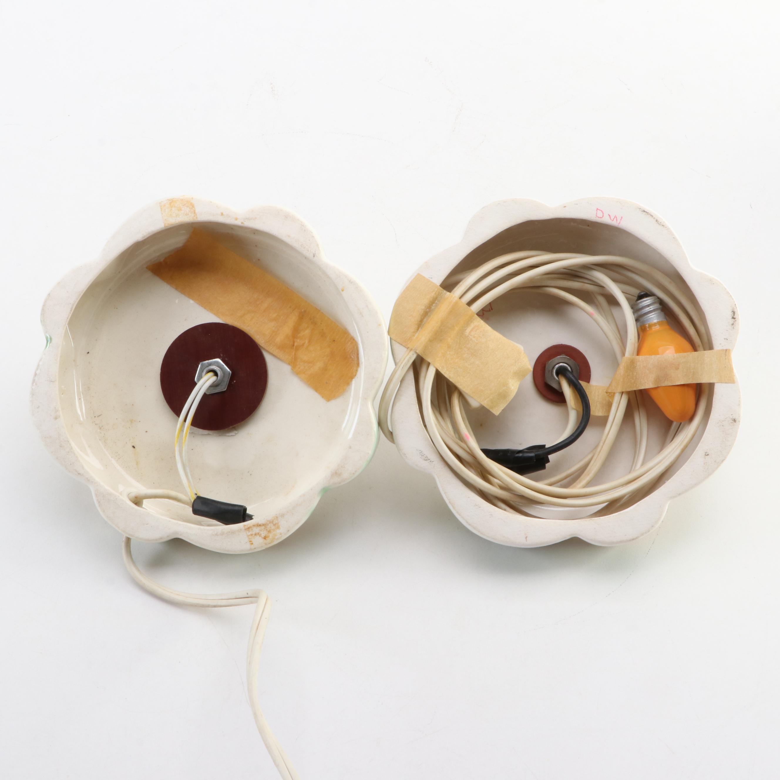 Atlantic Mold Ceramic Yule Log Candle Holder with Illuminated Ceramic Trees