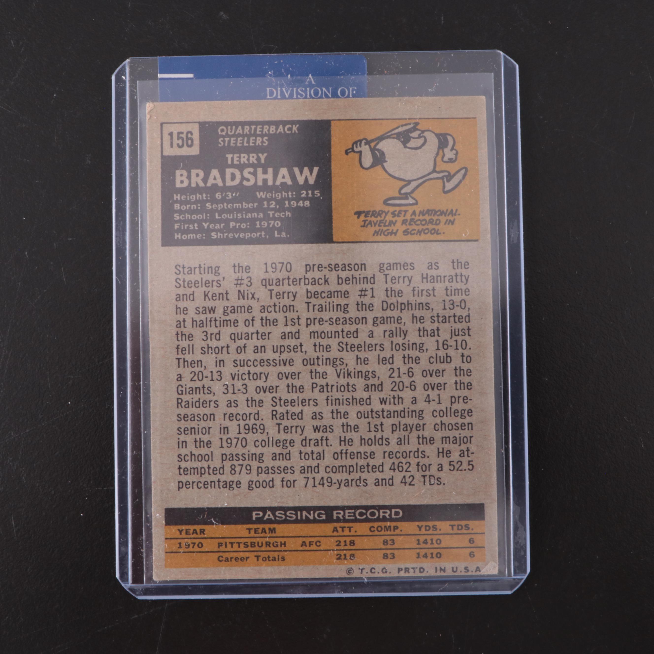 1971 Topps Terry Bradshaw Football Card