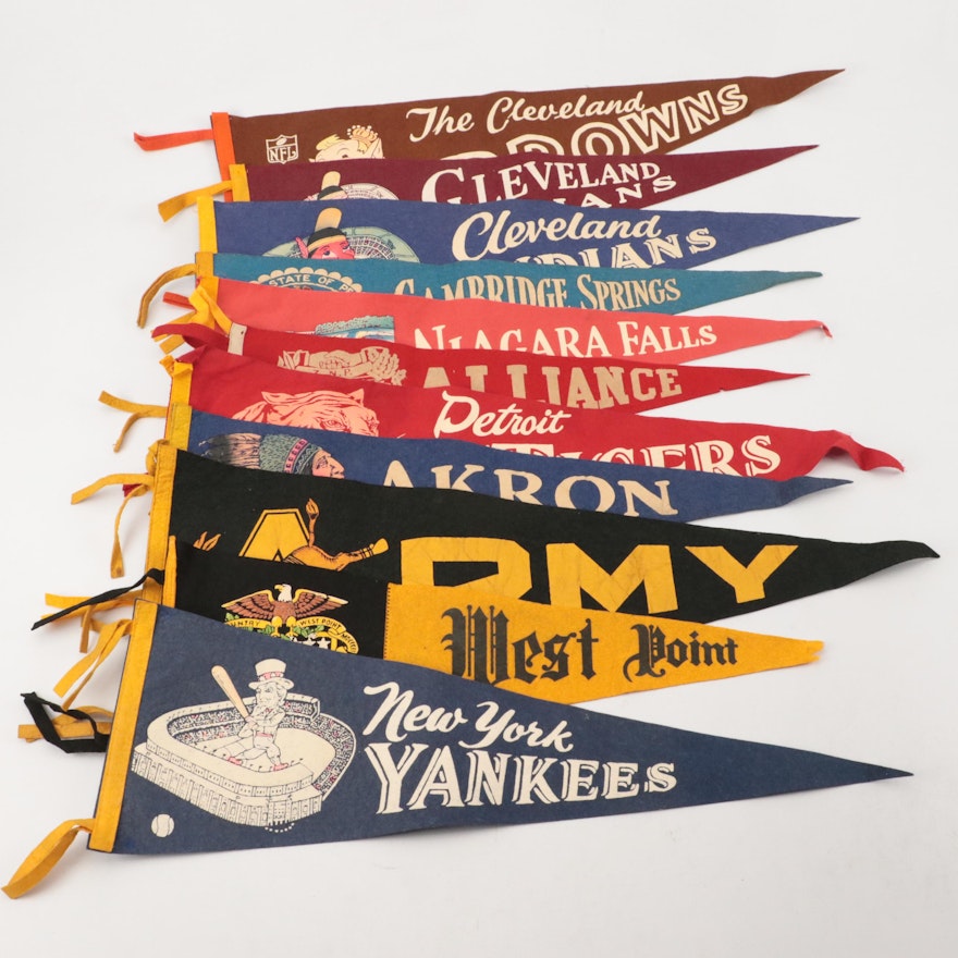 Professional and College Baseball and Football Pennants