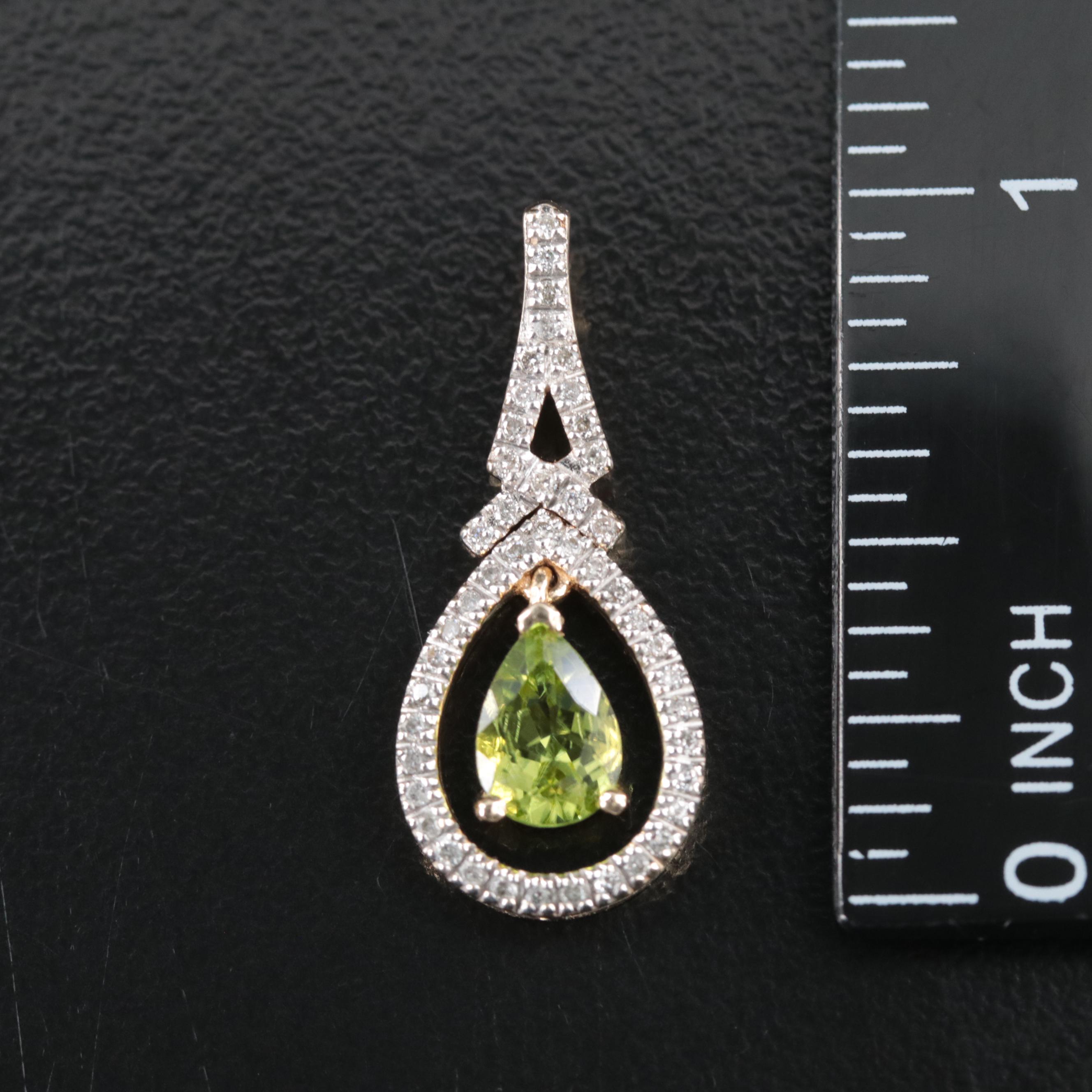 14K Peridot and Diamond Pendant