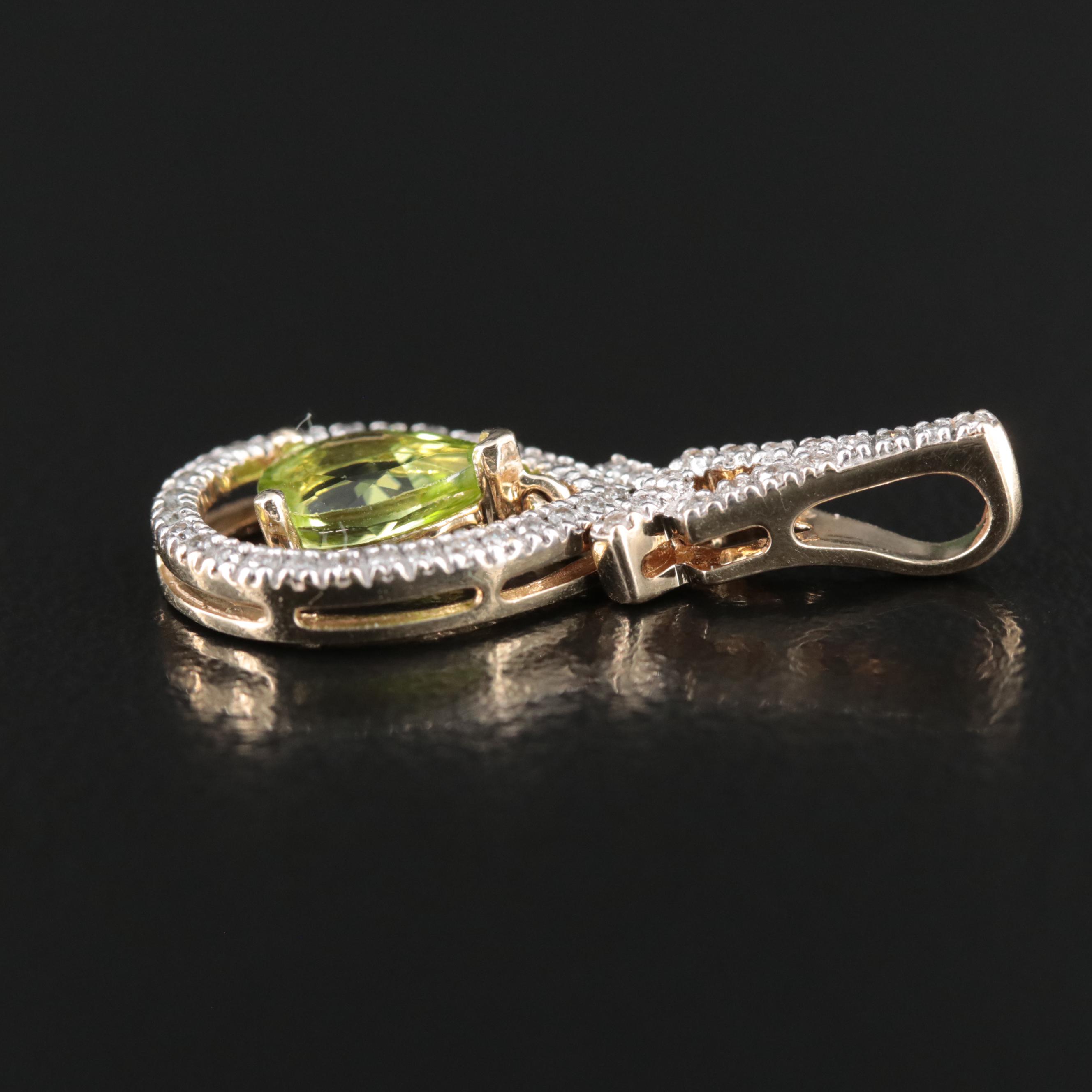 14K Peridot and Diamond Pendant
