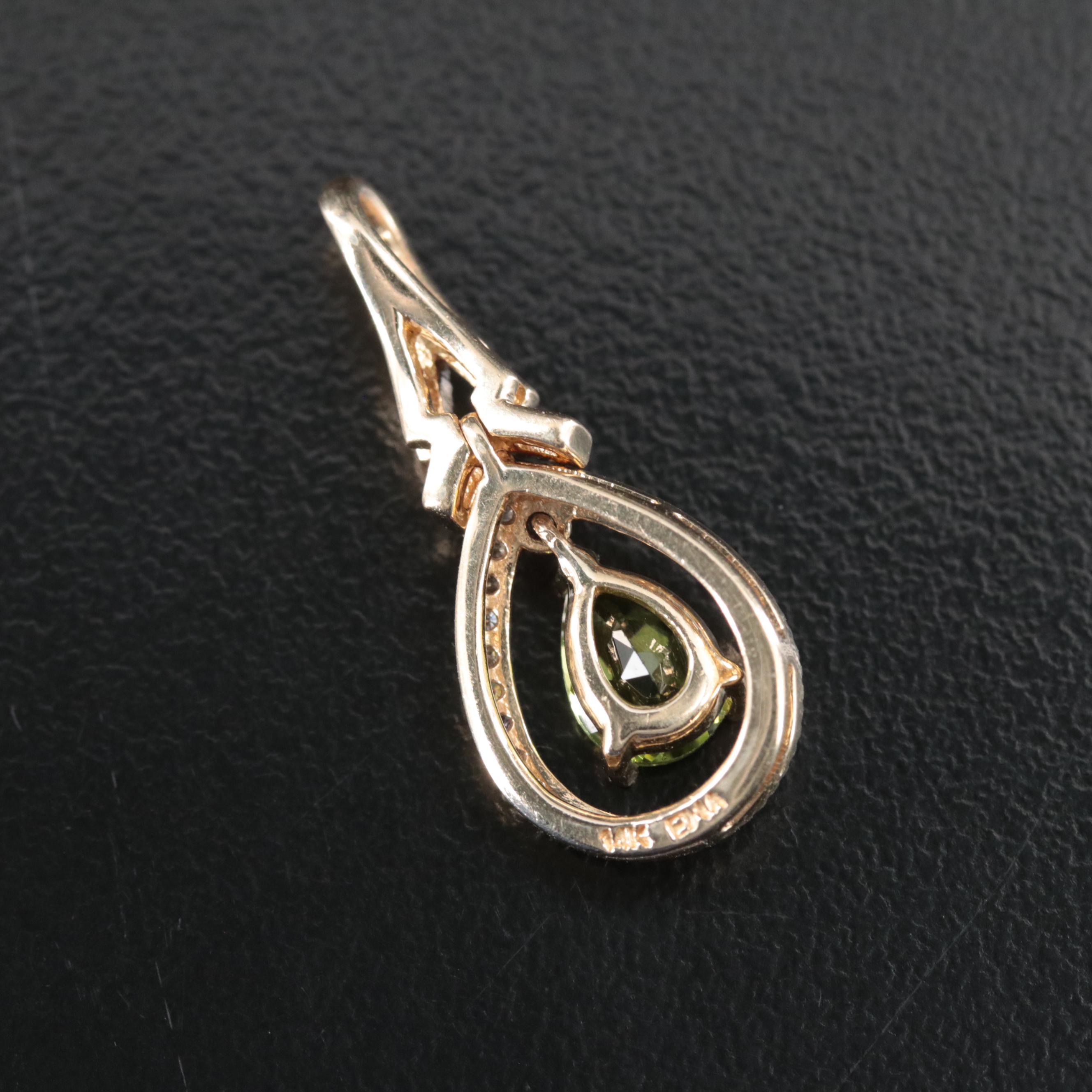 14K Peridot and Diamond Pendant