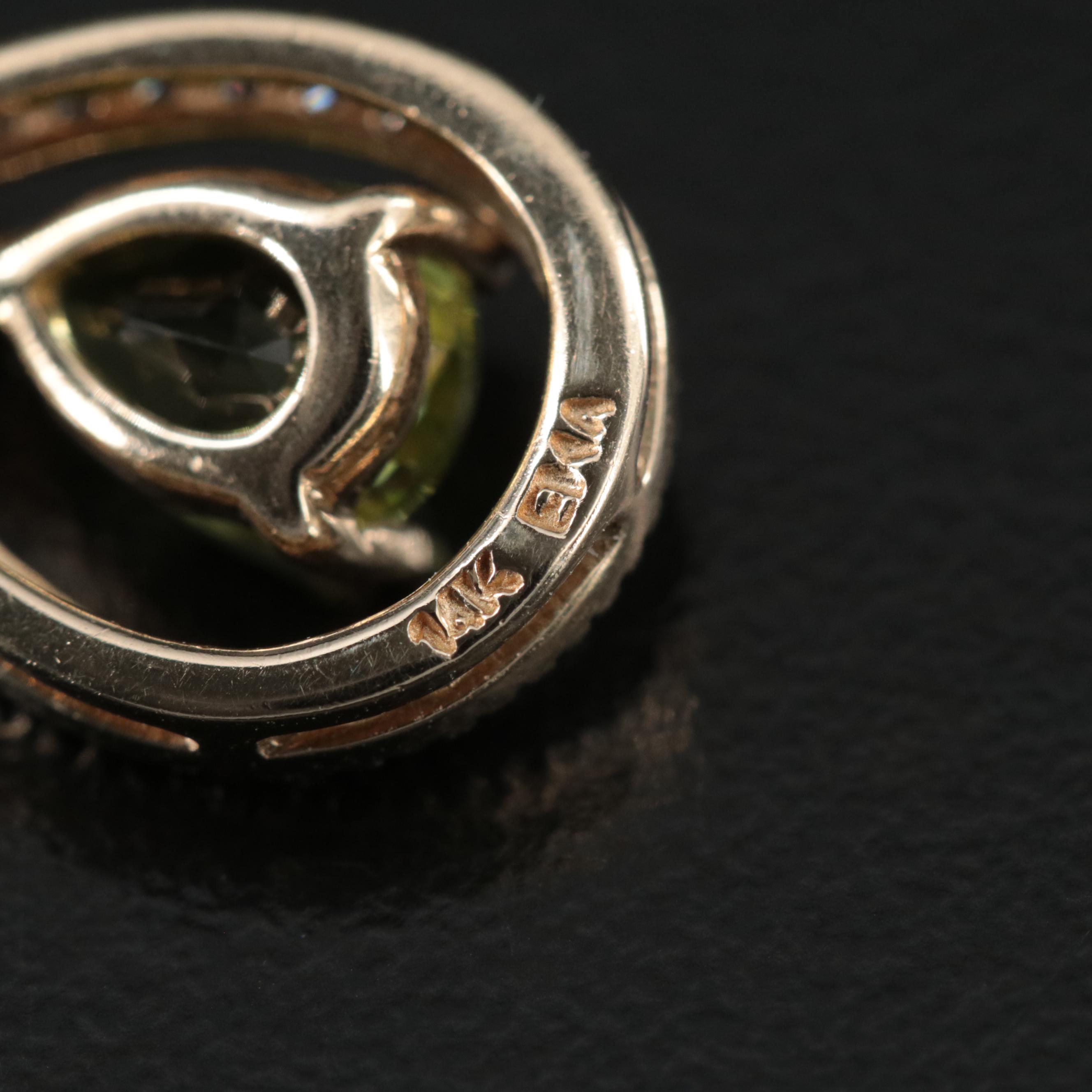 14K Peridot and Diamond Pendant